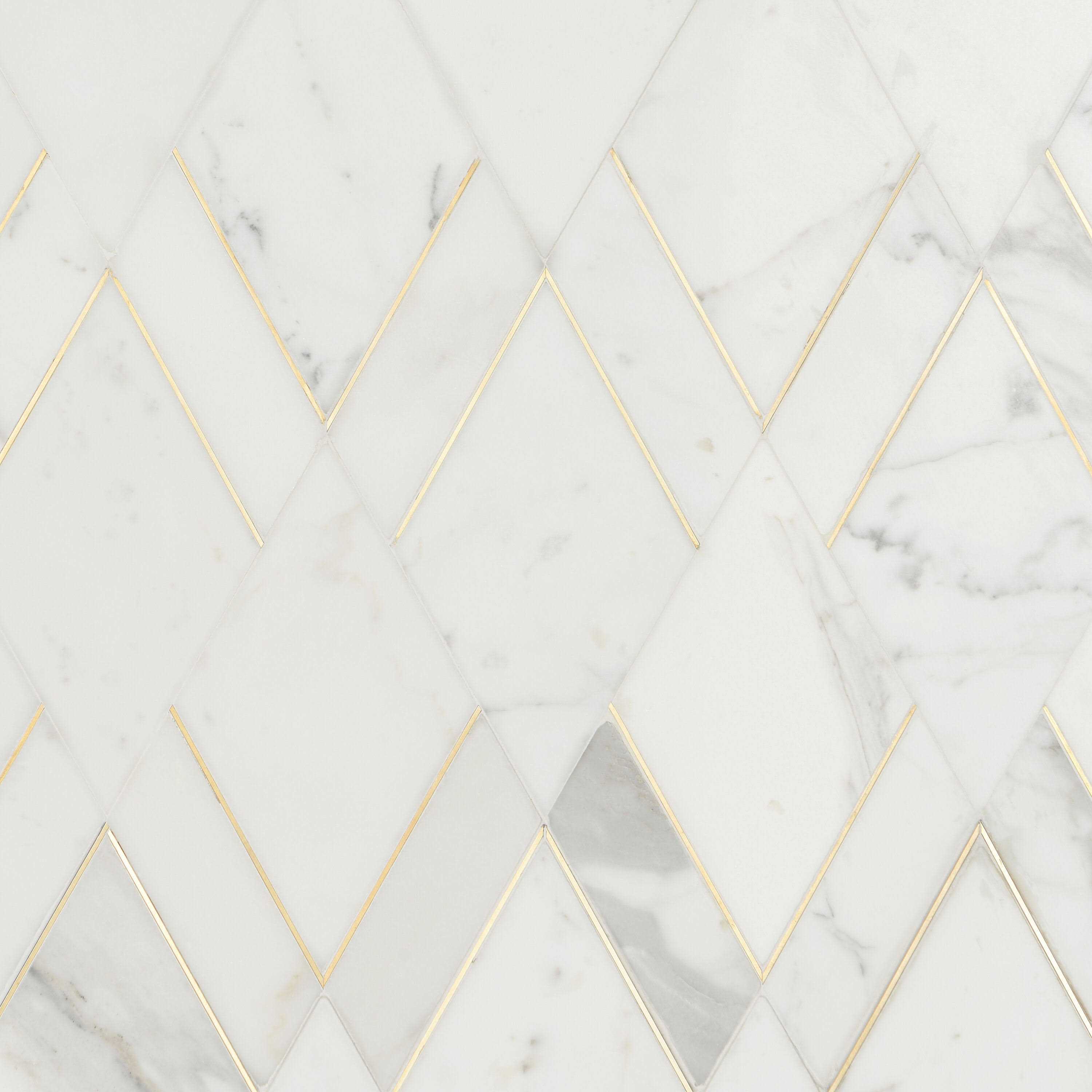 Ivy Hill Tile Mehko 11.81 in. x 14.96 in. Polished Marble and Brass Wall Tile - Cheap Fitting