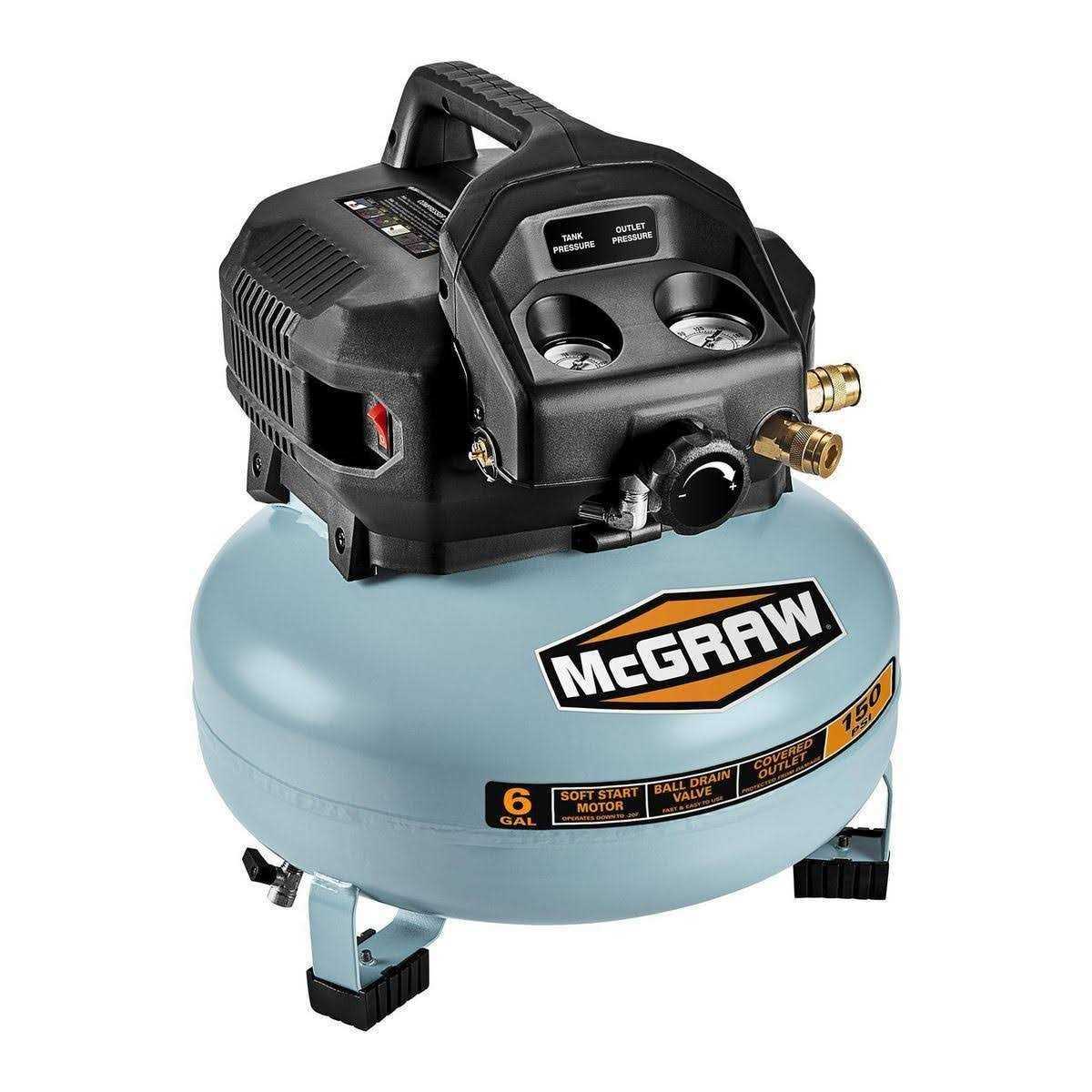 Mcgraw 6 gallon 0.8 HP 150 PSI Oil-Free Pancake Air Compressor - Cheap Fitting