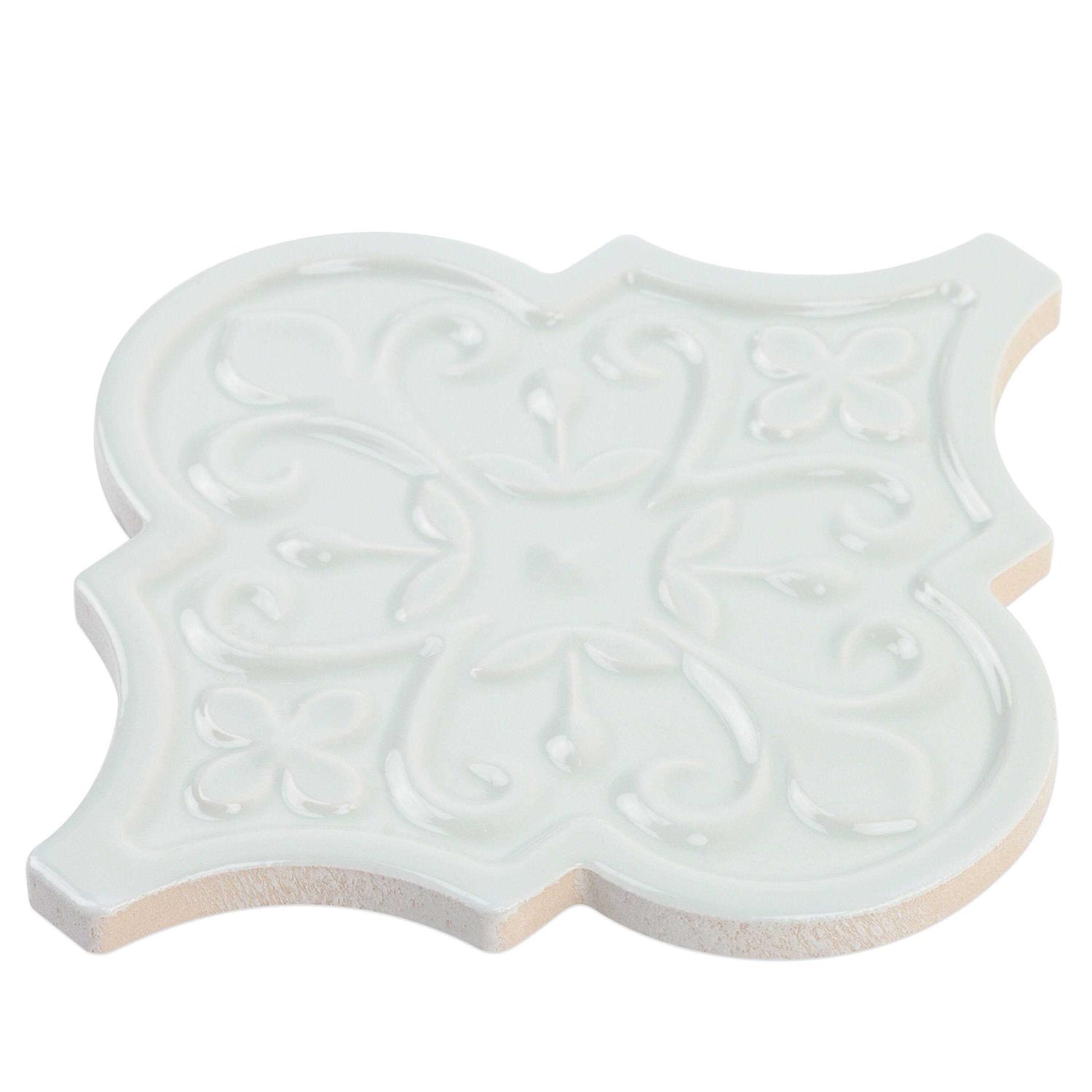 Ivy Hill Tile Byzantine Florid Arabesque Alice Blue Ceramic Wall Tile - Cheap Fitting