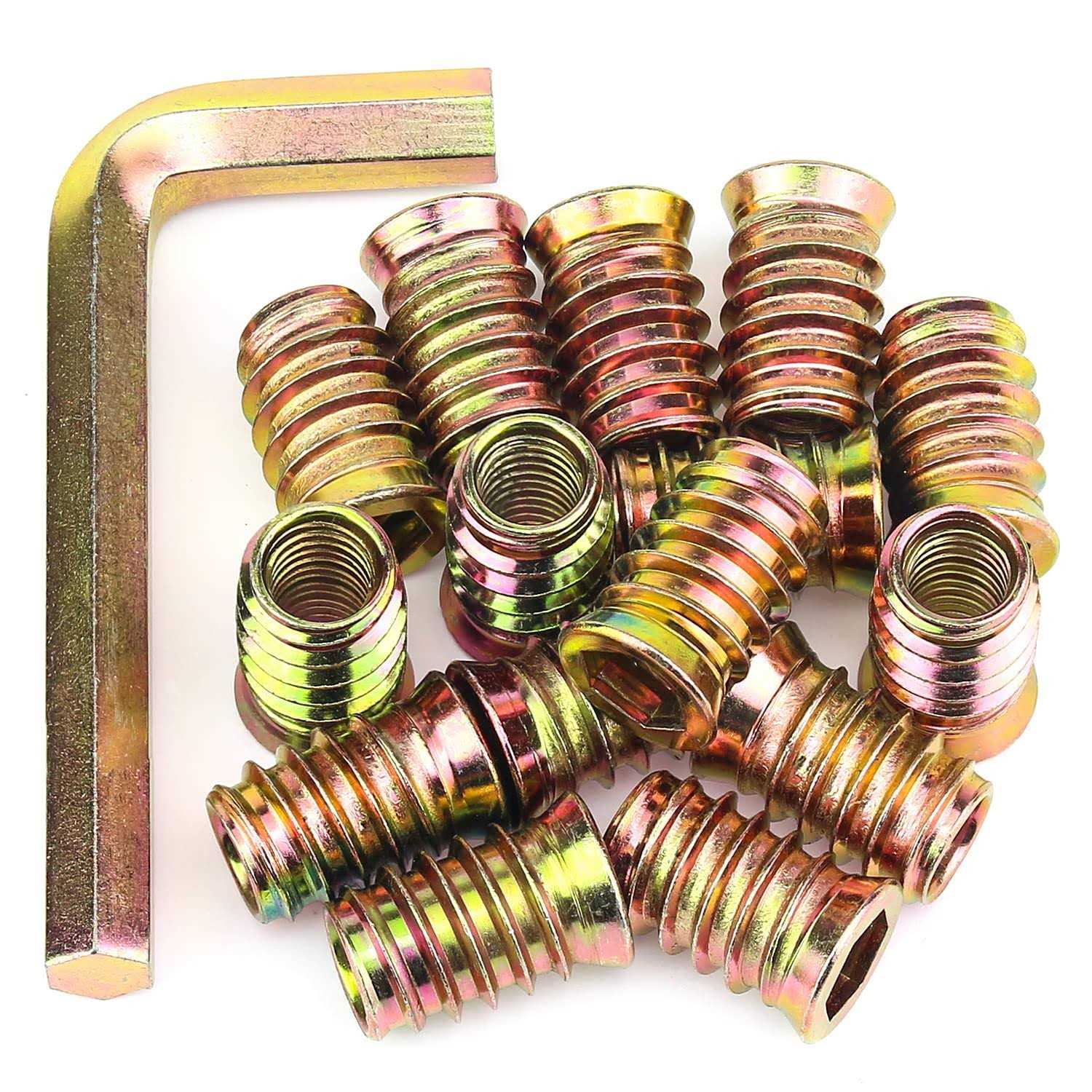 HELIFOUNER 3/8-16 Threaded Inserts Wood Inserts Steel Threaded Inserts for Wood Furniture Screw - Cheap Fitting