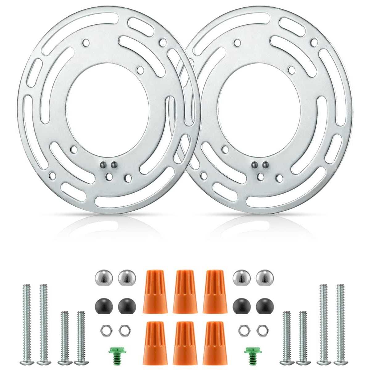 Qc 2 Pack Universal Light Fixture Mounting Bracket 4 Inches Diameter Steel Crossbar Plate with Ground Screw for Mount Wall Light - Cheap Fitting