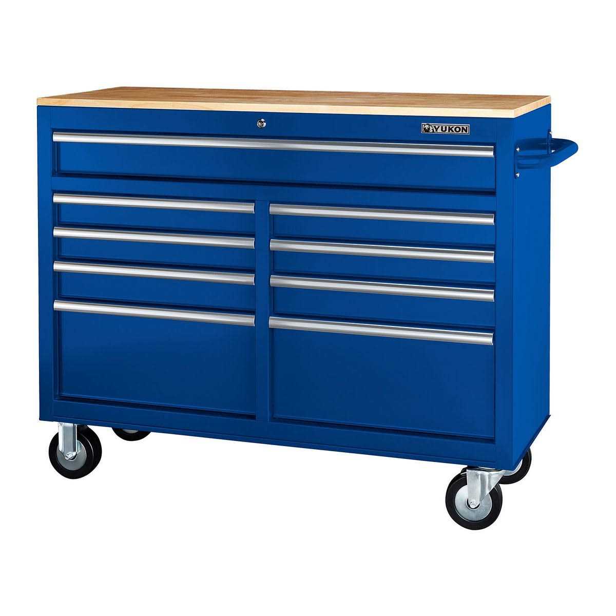 Yukon 46 in. 9 Drawer Mobile Storage Cabinet with Solid Wood Top - Cheap Fitting