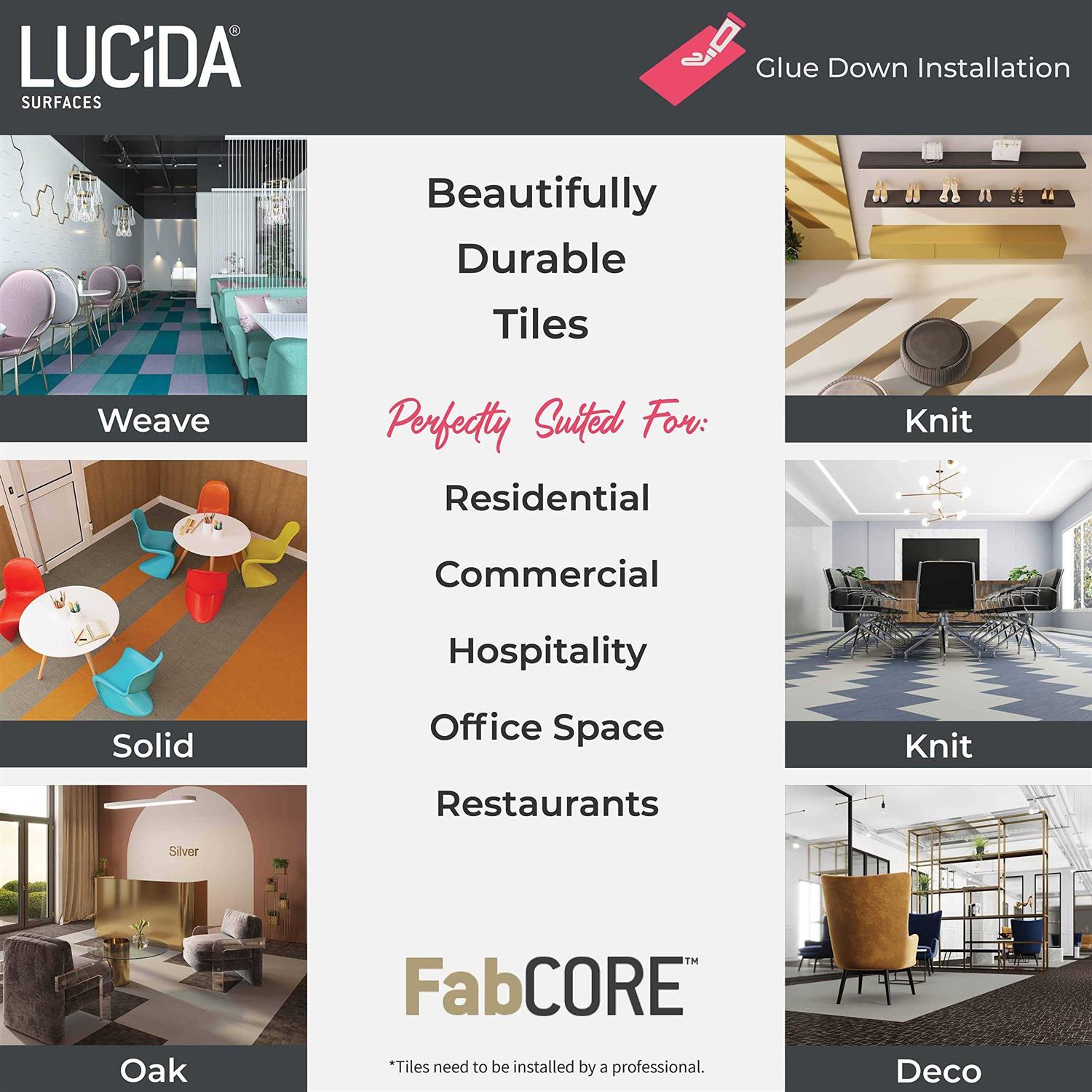 Lucida Surfaces Fabcore 28 MIL x 12 in. W x 24 in. L Adhesive Waterproof Vinyl Tile Flooring - Cheap Fitting