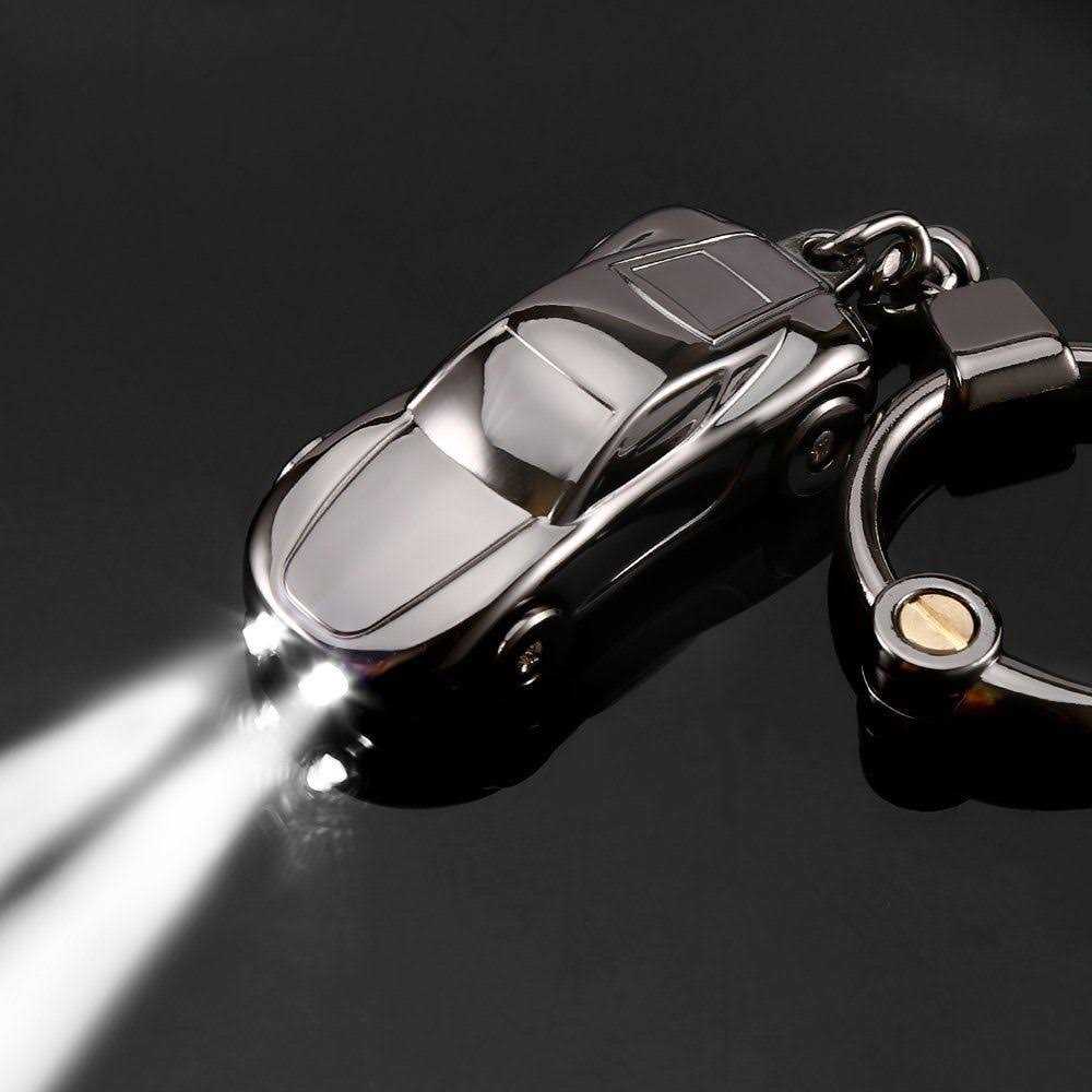 Jobon Creative Key Chain Car Keychain Flashlight with 2 Modes LED Lights 2 in 1 Car Key Chain Ring for Office Backpack Purse Cha - Cheap Fitting