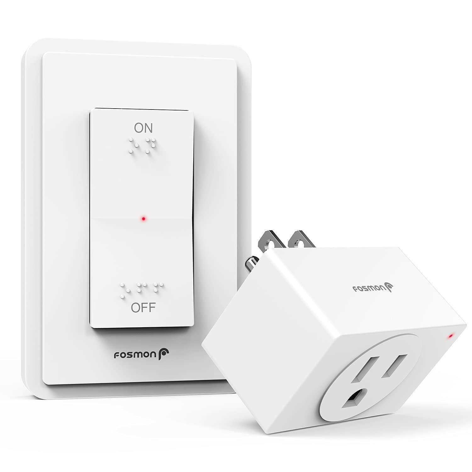 Fosmon Wireless Outlet Plug with Wall Switch & Braille On and Off Mark-White - Cheap Fitting