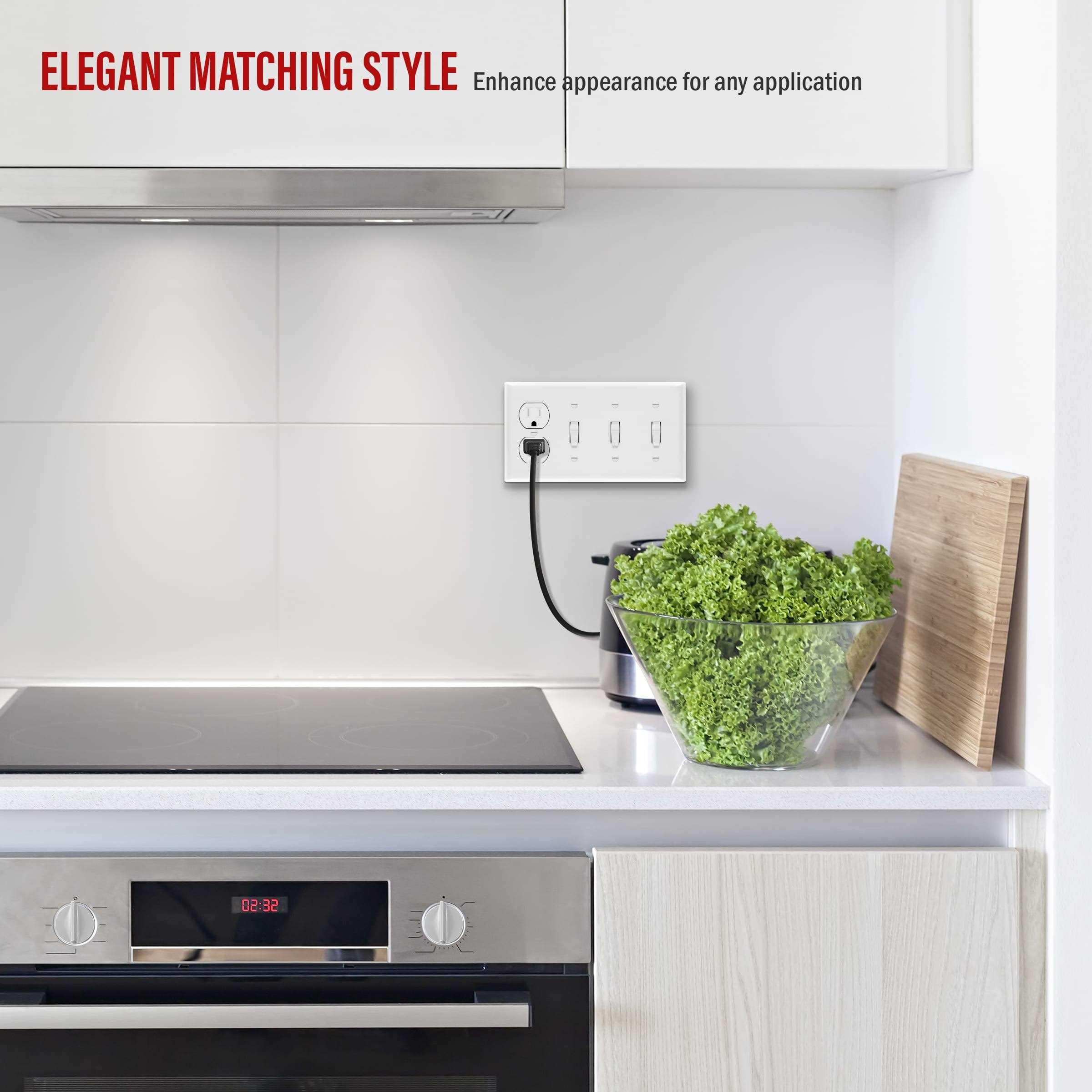 Enerlites Combination Triple Toggle/Single Duplex Receptacle Outlet Wall Plate - Cheap Fitting