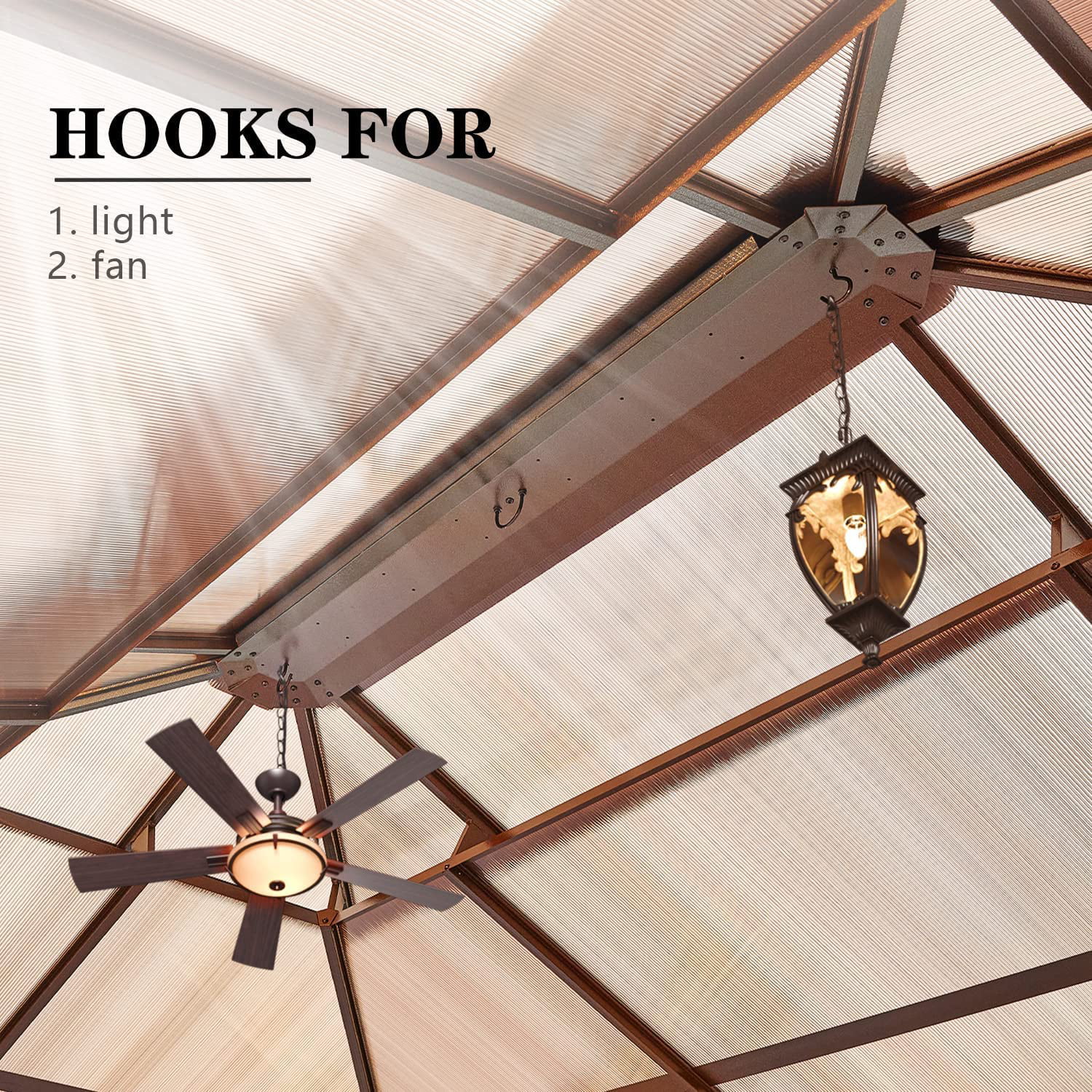 Yoleny 12'x16' Outdoor Polycarbonate Double Roof Hardtop 12 ft Gazebo Canopy, Brown - Cheap Fitting