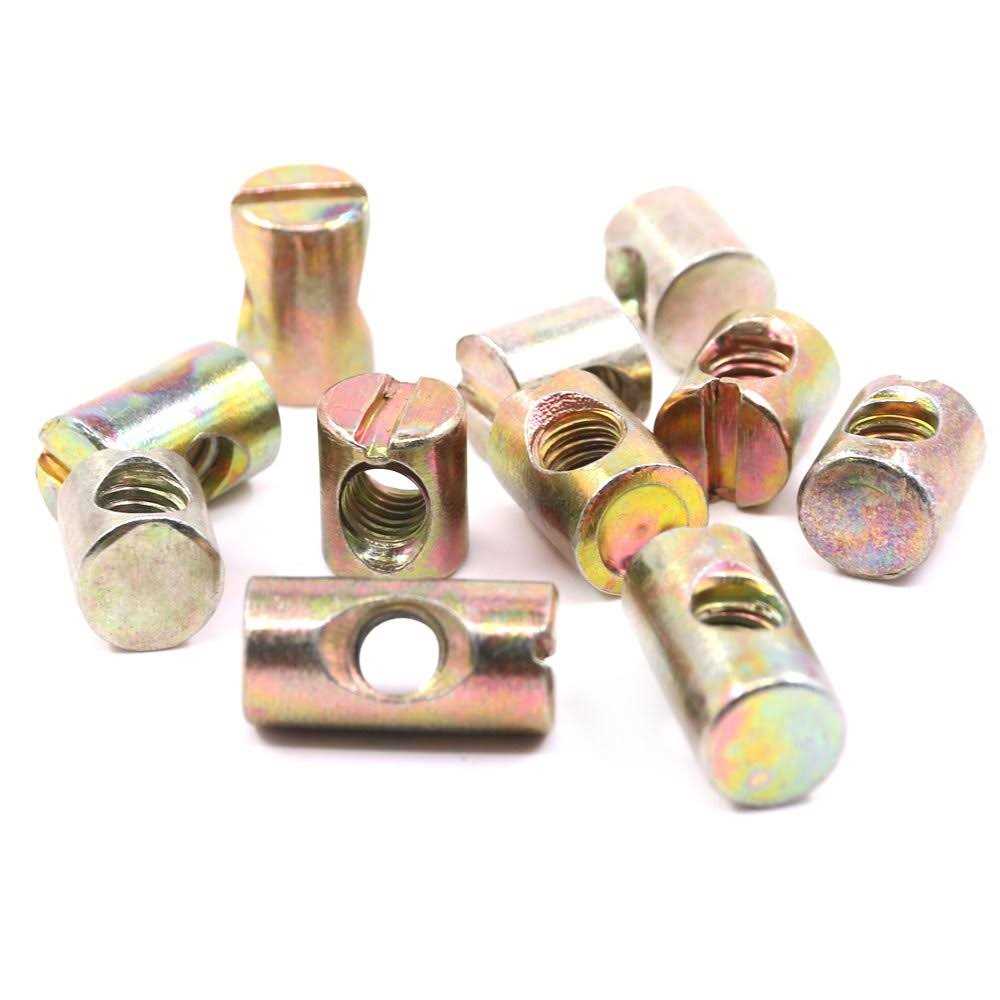 Glarks 75Pcs Metric M6 x 11mm/12mm/13mm/15mm/20mm Barrel Nuts Cross Dowels Slotted Nuts Furniture Nuts for Beds Crib and Chairs - Cheap Fitting