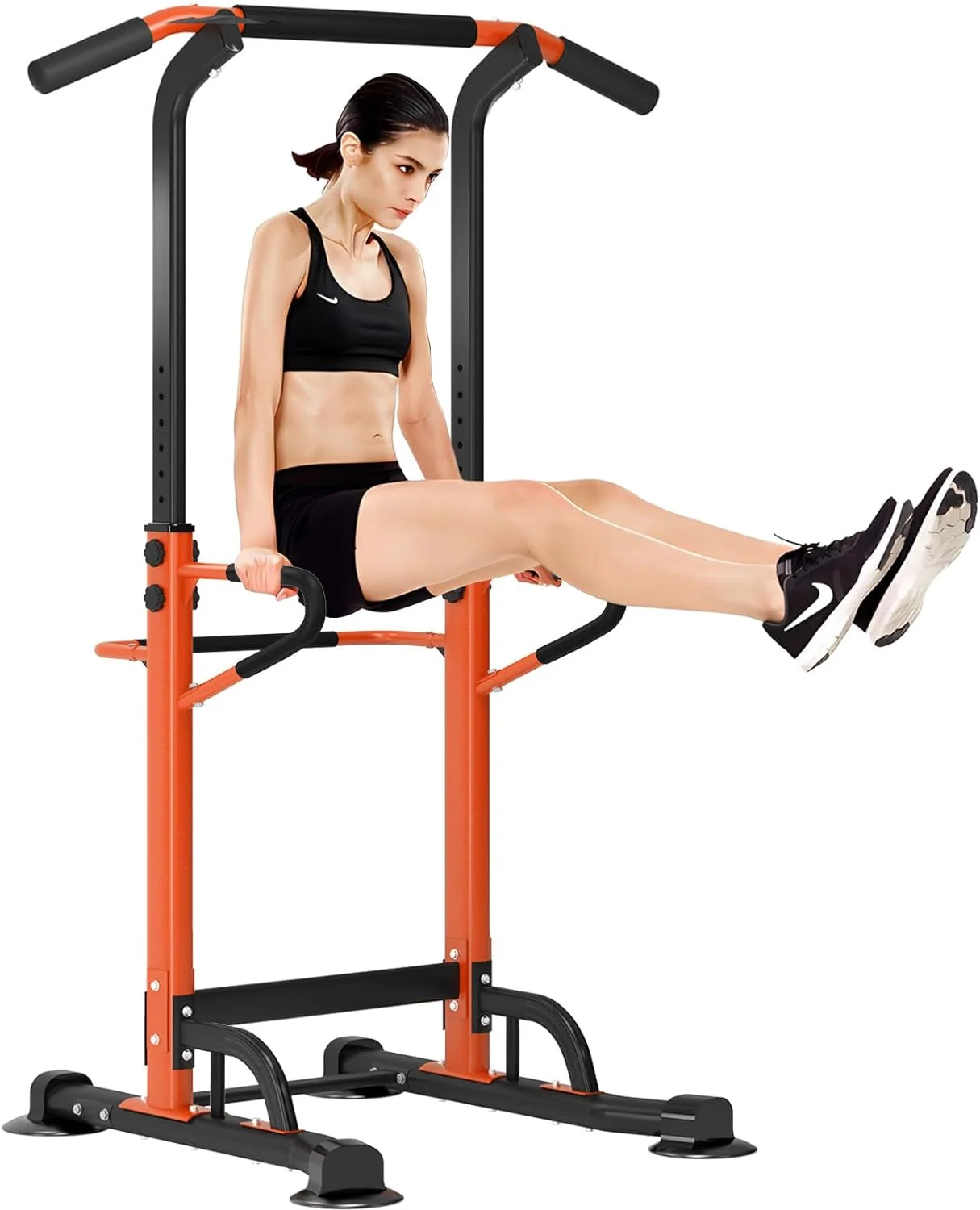 SOGES Height Adjustable Power Tower Dip Stands Pull up Bar Strength Training for Home Gym Black - Cheap Fitting