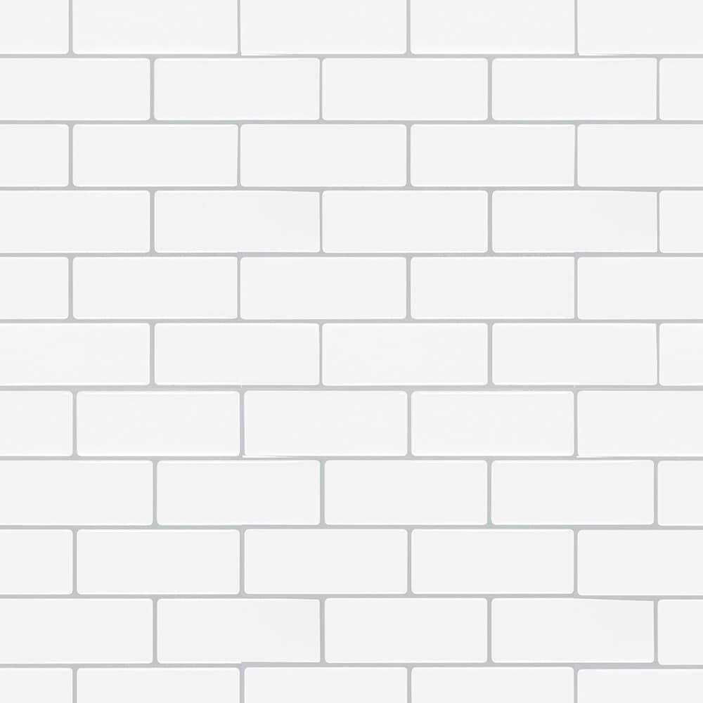 Peel&Stick Mosaics White Subway 10-in x 10-in Glossy Composite Linear Subway Peel and Stick Wall Tile PS122PEEL1010 - Cheap Fitting