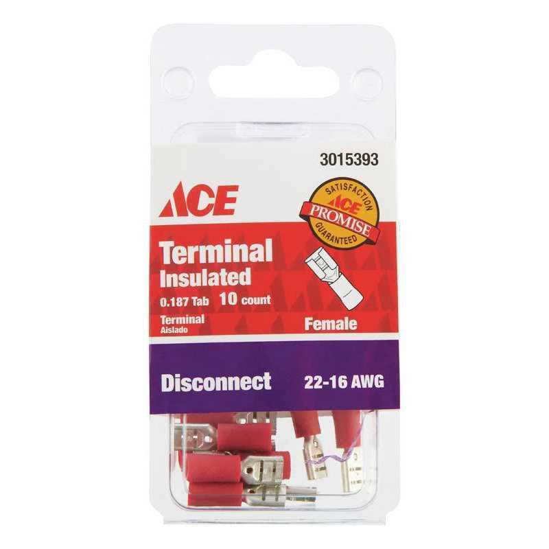 Ace 22-16 AWG insulated Female Disconnect Red 10 pk - Cheap Fitting