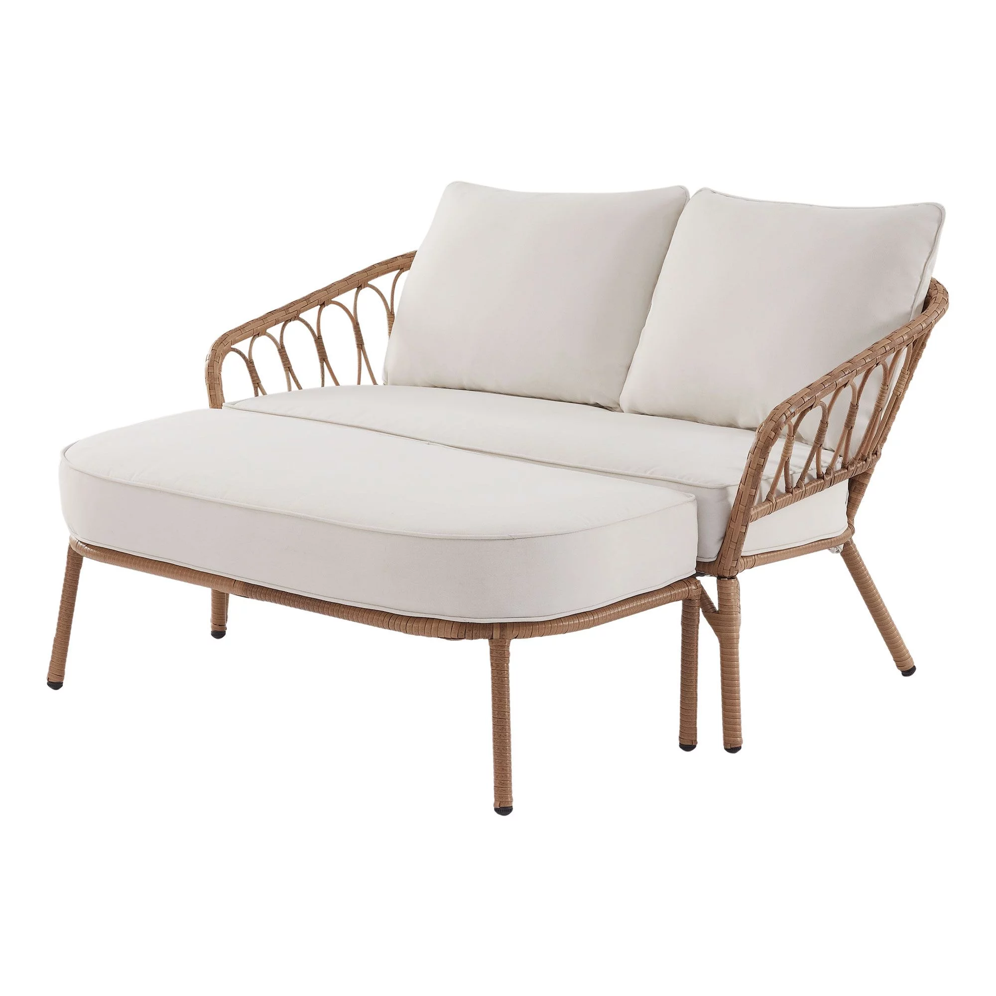 Better Homes & Gardens Willow Sage All-Weather Wicker Outdoor Loveseat and Ottoman Set, Beige - Cheap Fitting