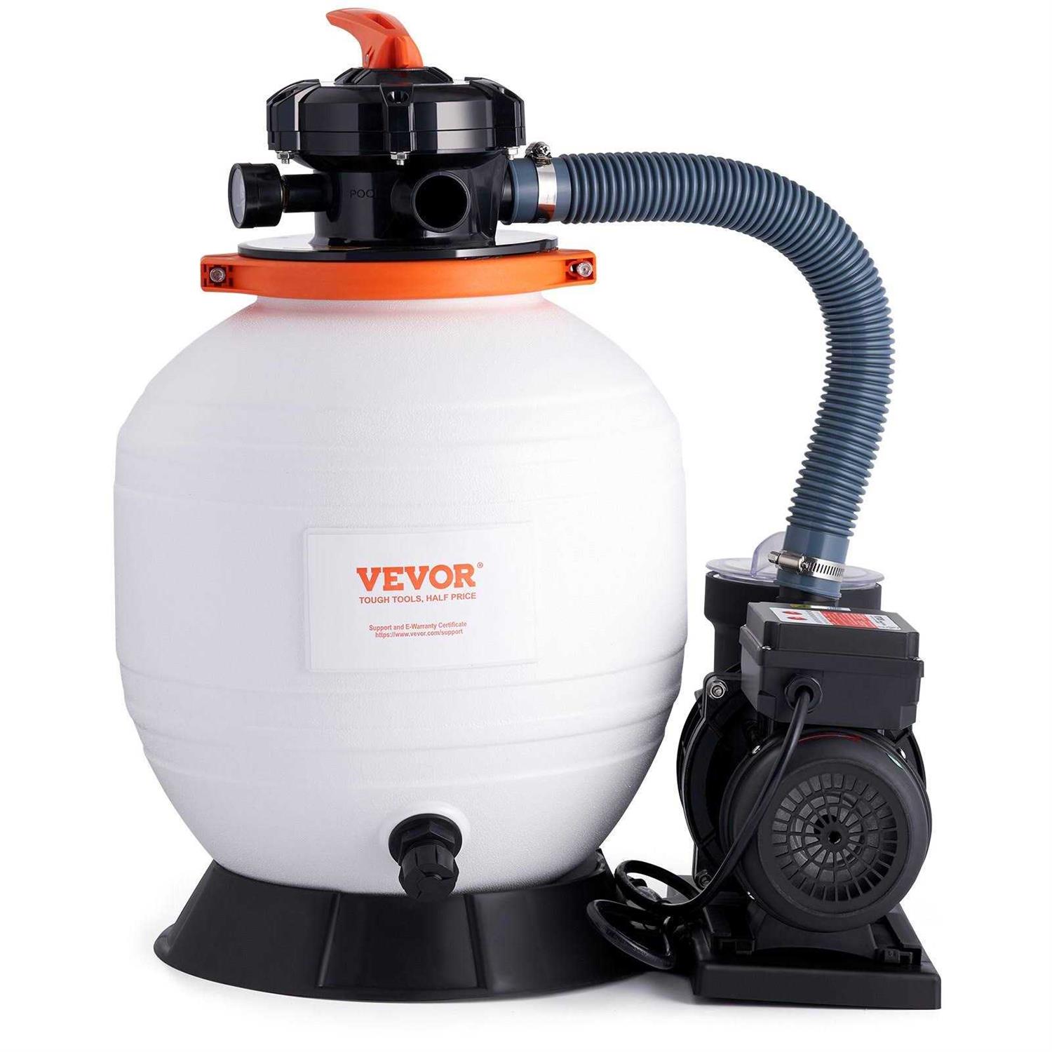 VEVOR Sand Filter Pump 12 in. 3000 GPH 1/2 HP Swimming Pool Pump System and Filter Set with 6-Way Multi-Port Valve for Pool - Cheap Fitting