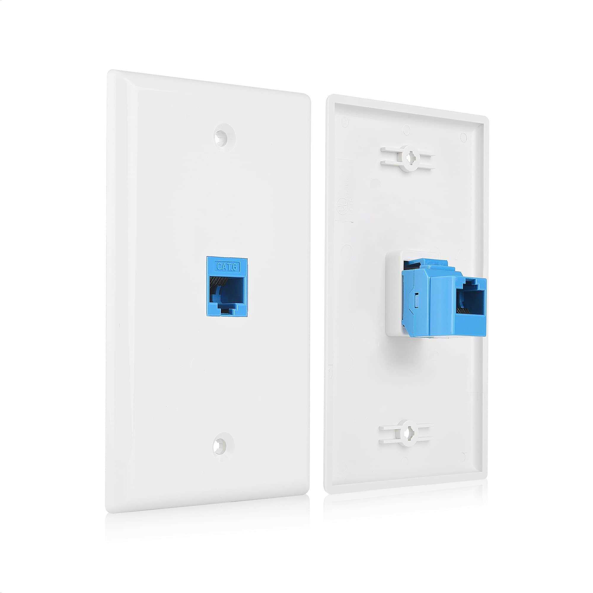Cable Matters 2-Pack Ethernet Wall Plate Cat6 Wall Plate / Cat5 Ethernet Wall Outlet in White - Cheap Fitting