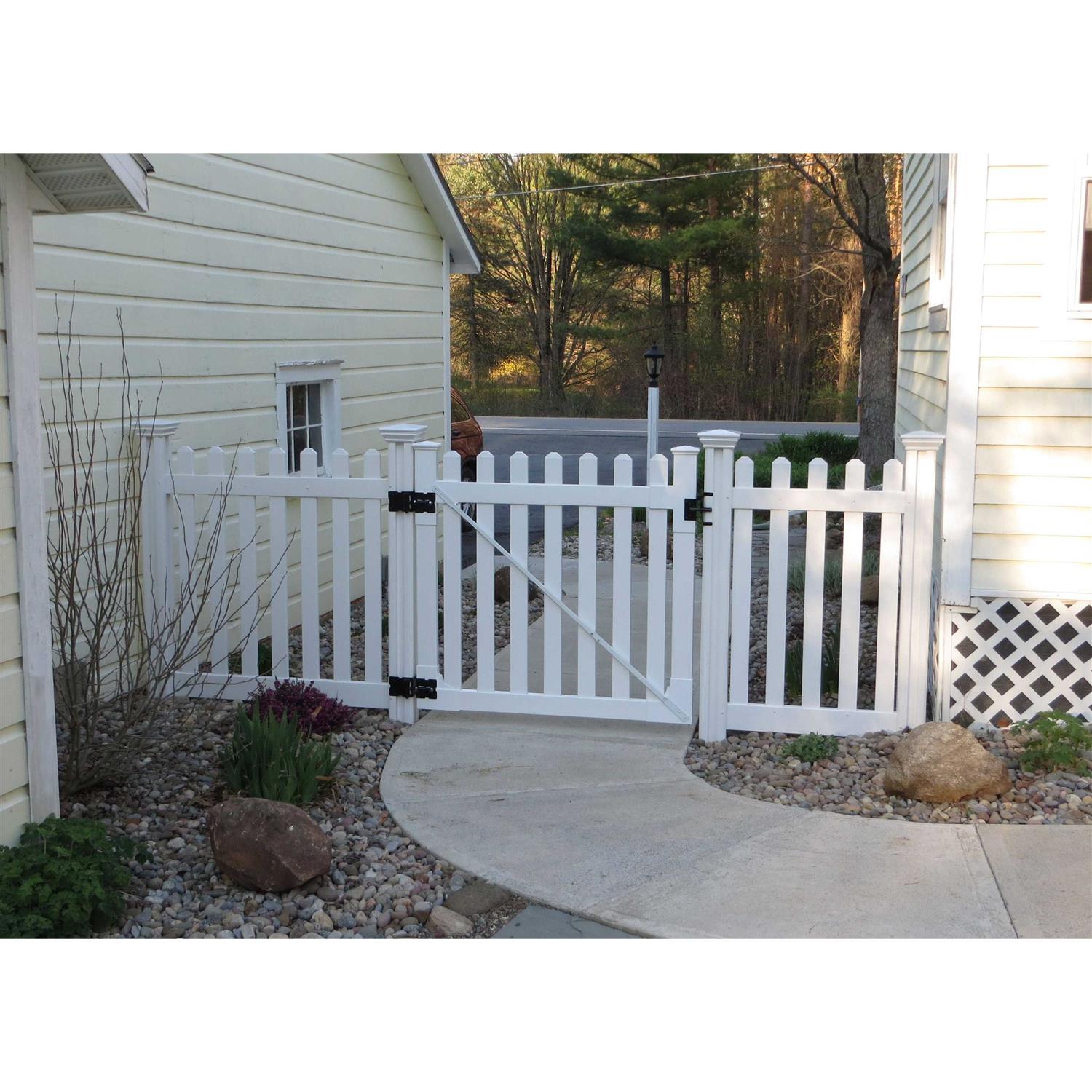 WamBam Fence 4 ft. x 4 ft. Premium Vinyl Classic Picket Fence Gate with Powder Coated Stainless Steel Hardware - Cheap Fitting