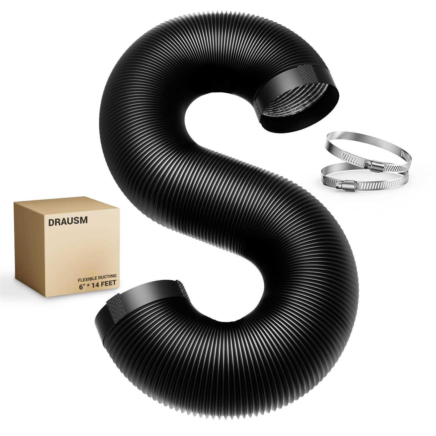 Drasum Dryer Vent Hose 4 Inch Easy-to-Install Duct with 2 Clamps – 4 Layer PVC and Aluminum Flexible Duct - Cheap Fitting