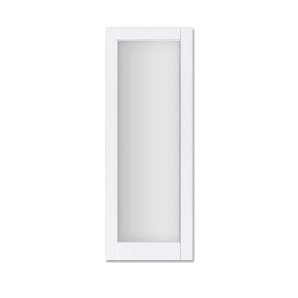 ARK DESIGN 80 in. Solid Core MDF 1-Lite Tempered Frosted Glass and Manufacture Wood White - Cheap Fitting