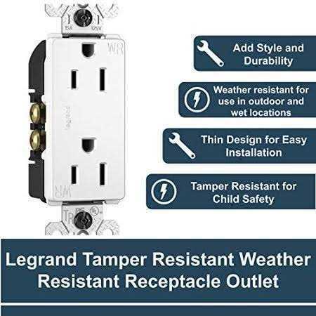 Legrand radiant 15 Amp 125-Volt Tamper Resistant Weather Resistant Outdoor Decorator Duplex Outlet - Cheap Fitting