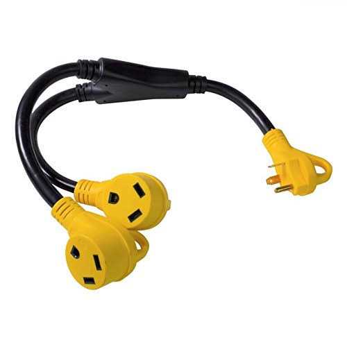 LeisureCords 24” RV Y Adapter Cord 30 Amp Male Plug to Two 30 Amp Female 2.5 Feet with Handle - Cheap Fitting