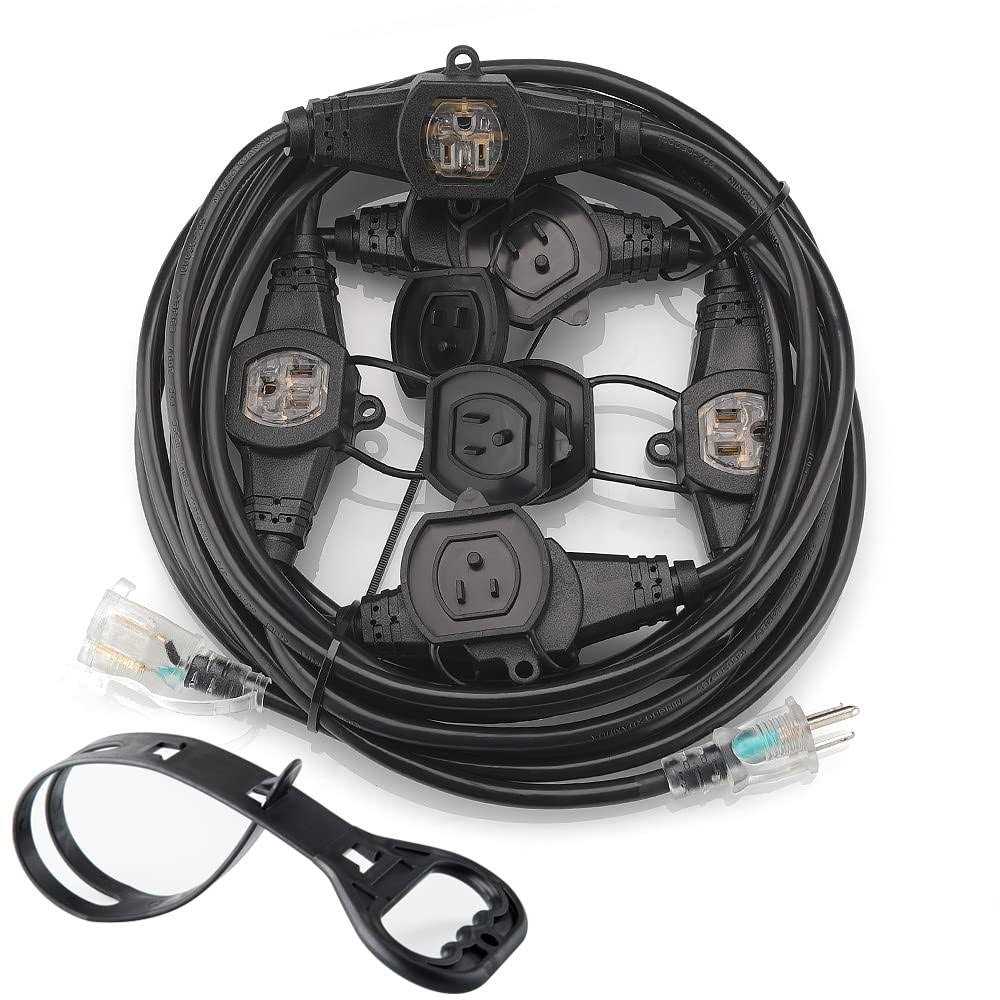 Yodotek 12 Gauge Indoor/Outdoor Power Extension Cord,Multiple Evenly-Spaced Plug Outlet,Cord Splitter,Ideal For Landscaping Light,Stage - Cheap Fitting