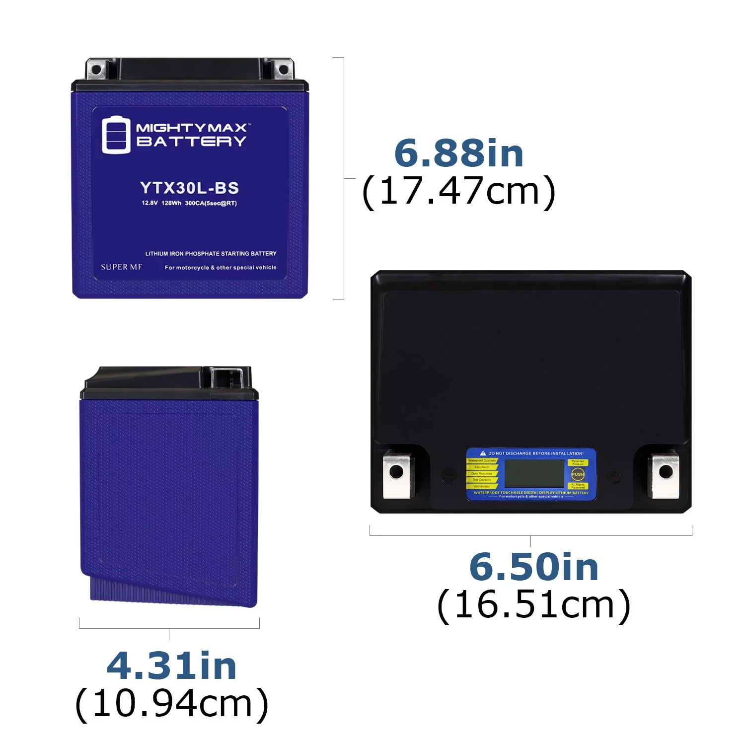 YTX30L-BS Lithium Replacement Battery compatible with YCB30L-B C30L-B AGM Motorcycle / ATV - Cheap Fitting