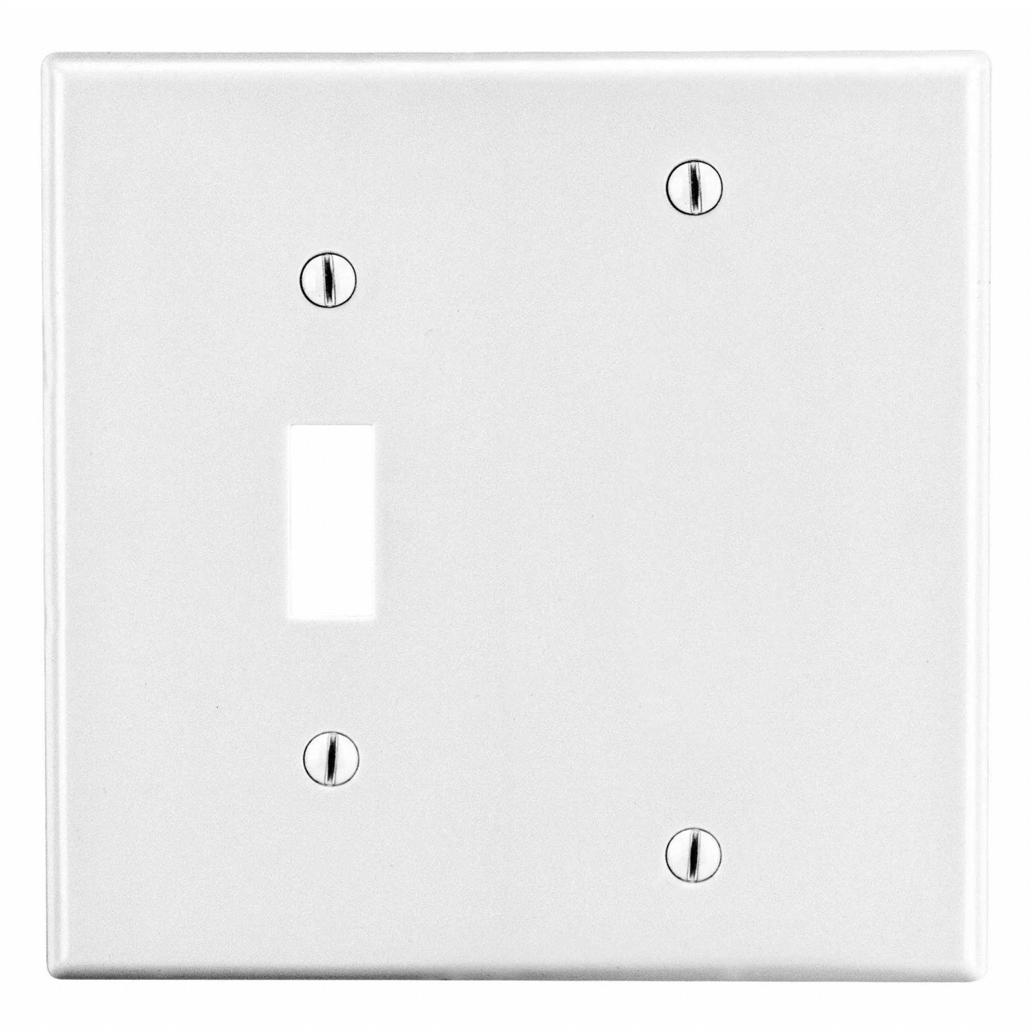 Hubbell – P113W – Wall Plate, 2-Gang, 1 Toggle, Blank, White - Cheap Fitting