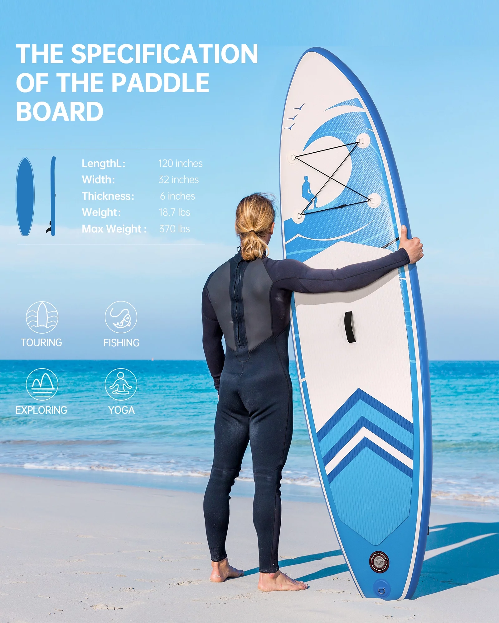 Marnur Inflatable Paddle Board Stand up Paddle Board 10' SUP 6 in.Thick Board Carry Bag & Fast Pumping Green - Cheap Fitting