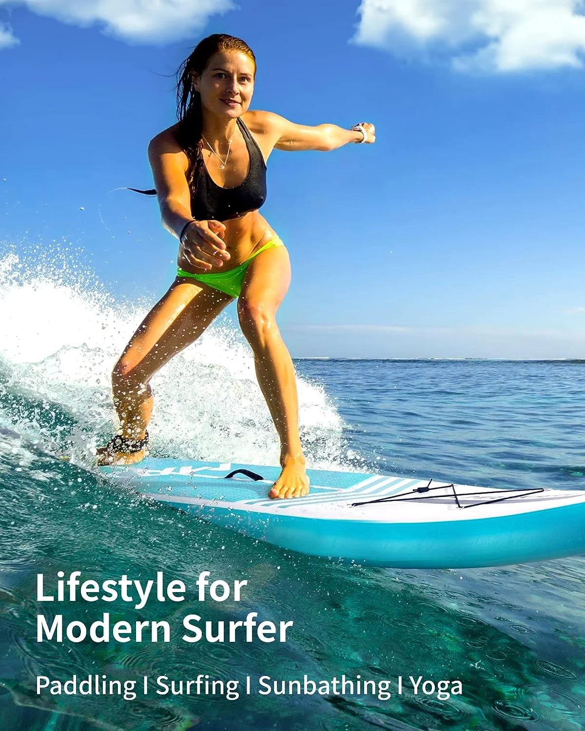 Marnur Inflatable Paddle Board Stand up Paddle Board 10' SUP 6 in.Thick Board Carry Bag & Fast Pumping Green - Cheap Fitting