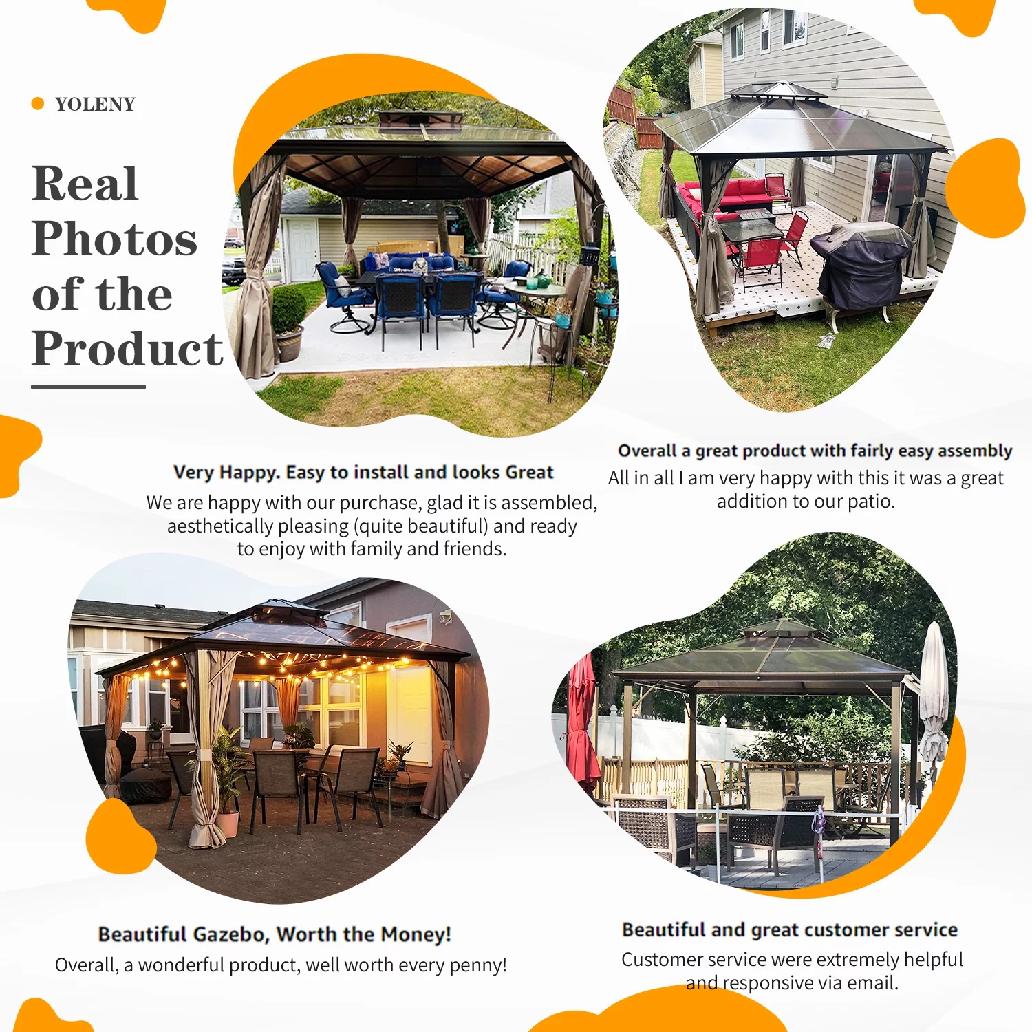 Yoleny 12'x16' Outdoor Polycarbonate Double Roof Hardtop 12 ft Gazebo Canopy, Brown - Cheap Fitting