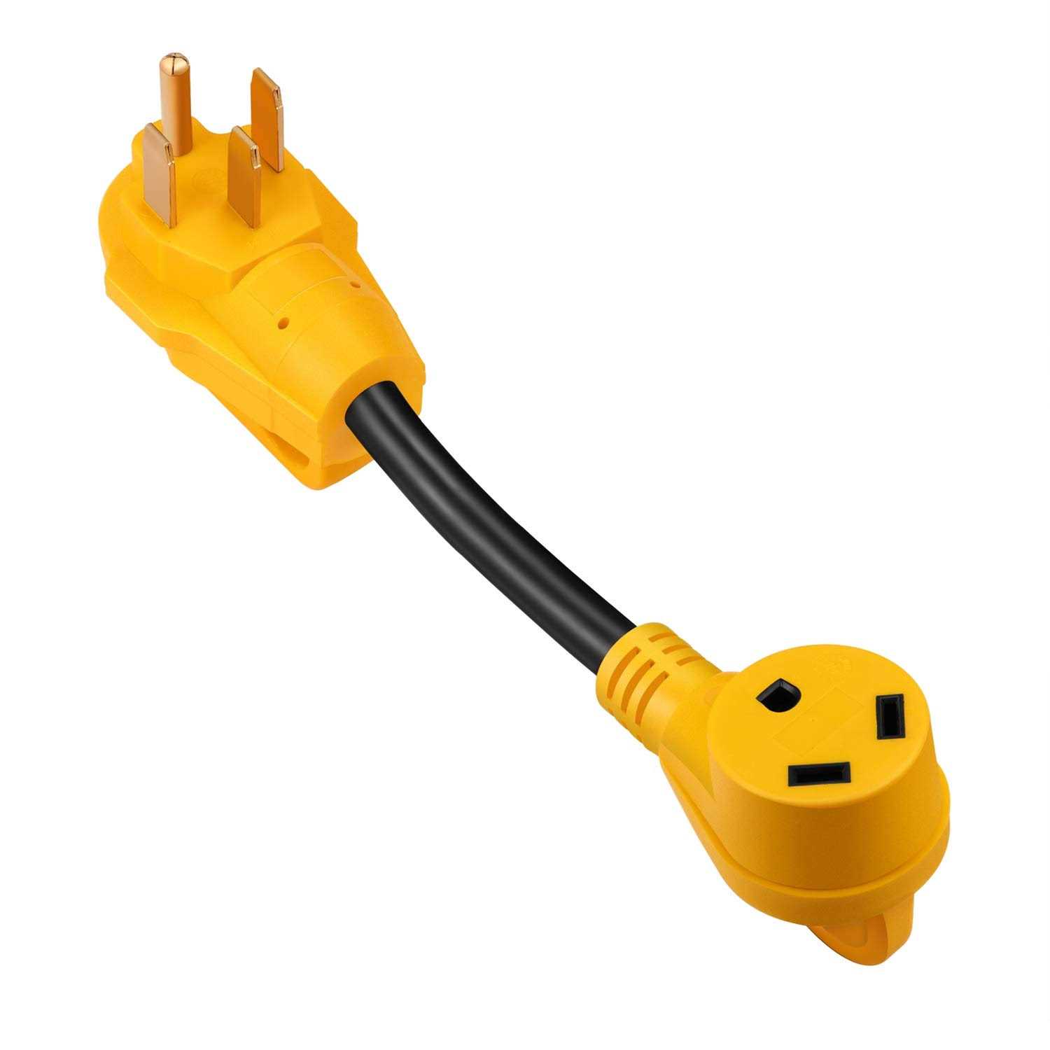 Manshan 50 Amp to 30 Amp RV Adapter, Heavy Duty, Durable and Safer Plug with an Easier Grip and LED Indicator Light - Cheap Fitting