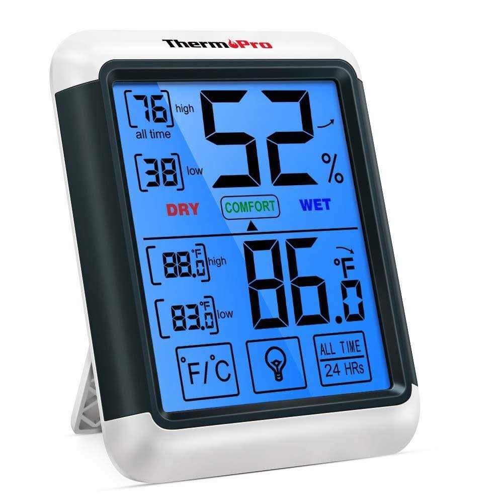 ThermoPro TP55 Digital Hygrometer Indoor Thermometer Humidity Gauge with Jumbo Touchscreen and Backlight Temperature Humidity Monitor - Cheap Fitting