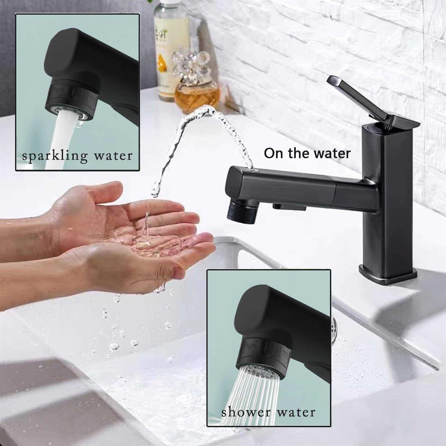 Bathroom Faucets with Pull Down Sprayer Single Handle Pull Out Bathroom Faucet Black Bathroom Sink Faucet Stainless Steel Bathroom Faucets Suitable - Cheap Fitting