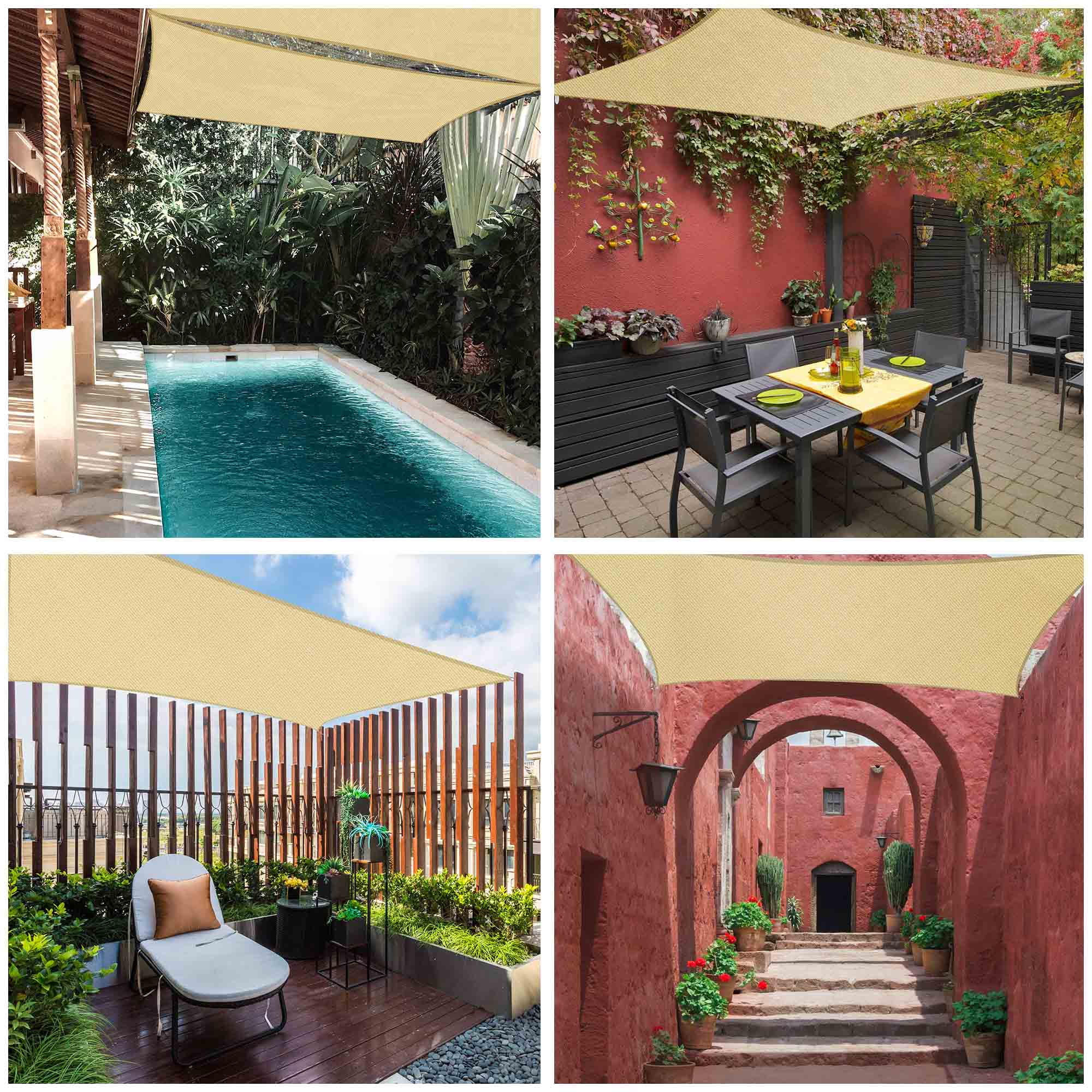 Yescom 12x12 Ft 97% UV Block Square Sun Shade Sail Canopy Outdoor Patio Yard Poolside - Cheap Fitting