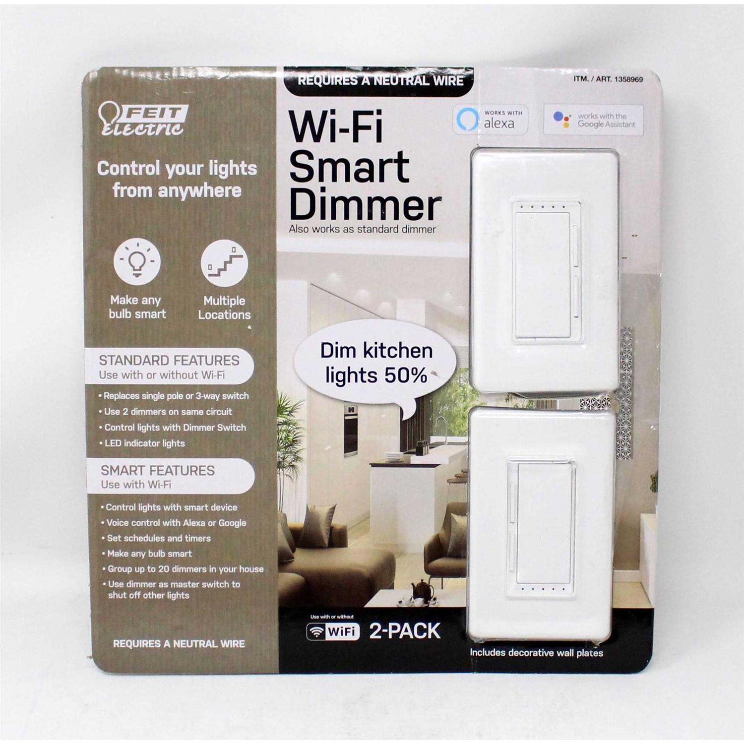 Feit Electric 3-Way Single Pole Switch Wi-Fi Smart Dimmer - Cheap Fitting