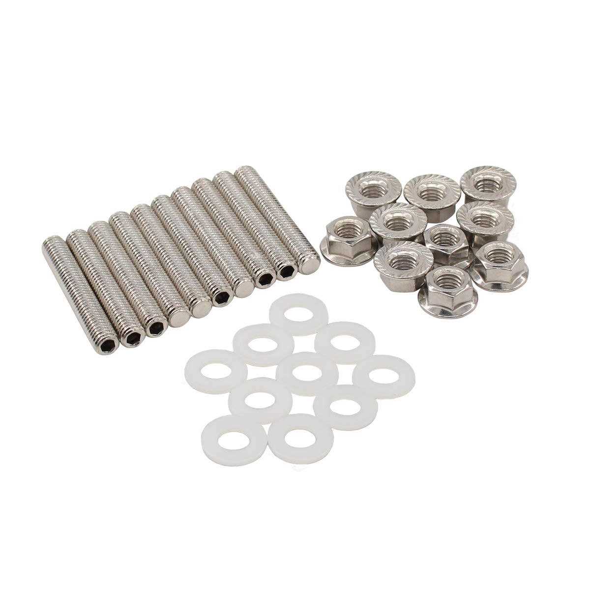 NewYall Stainless Exhaust Manifold Head Studs Bolts Nuts Kit - Cheap Fitting