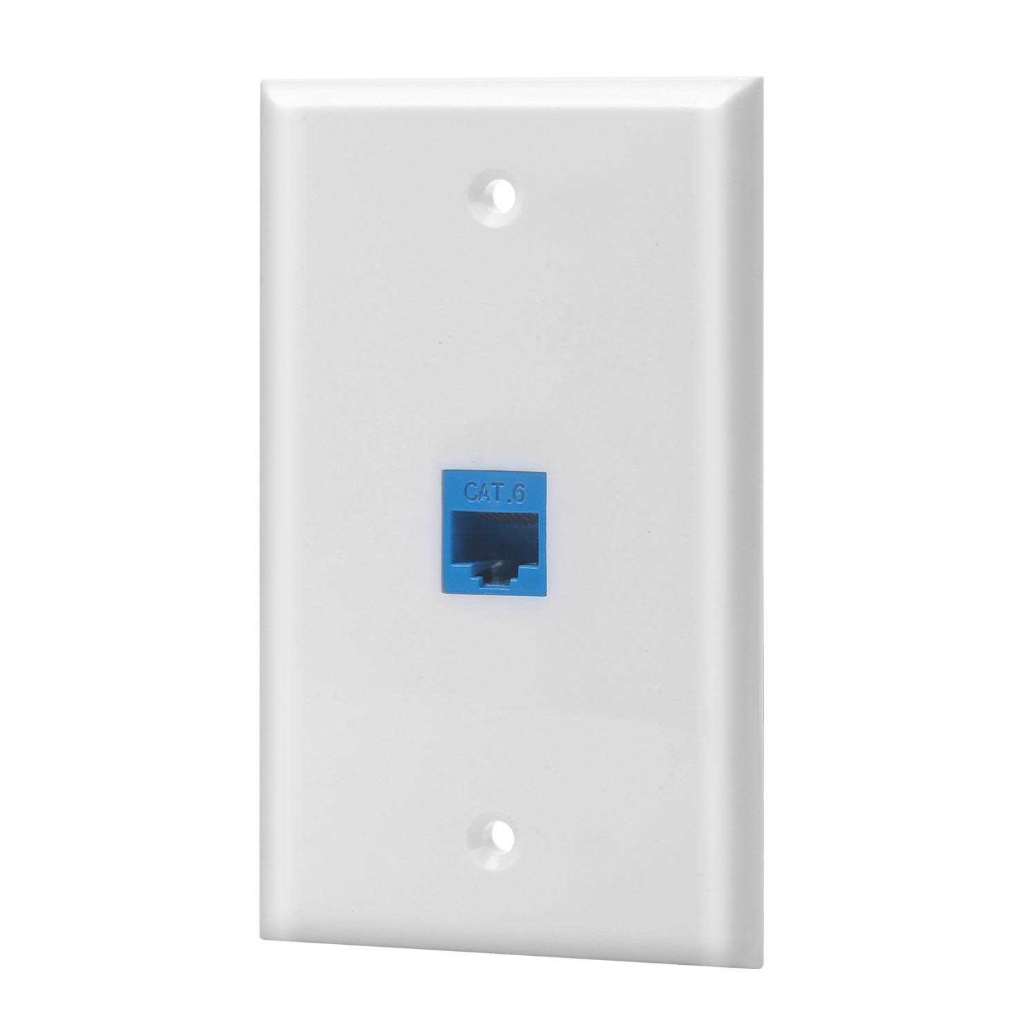 Ethernet Wall Plate 1 Port Cat6 Keystone Female to Female - Cheap Fitting