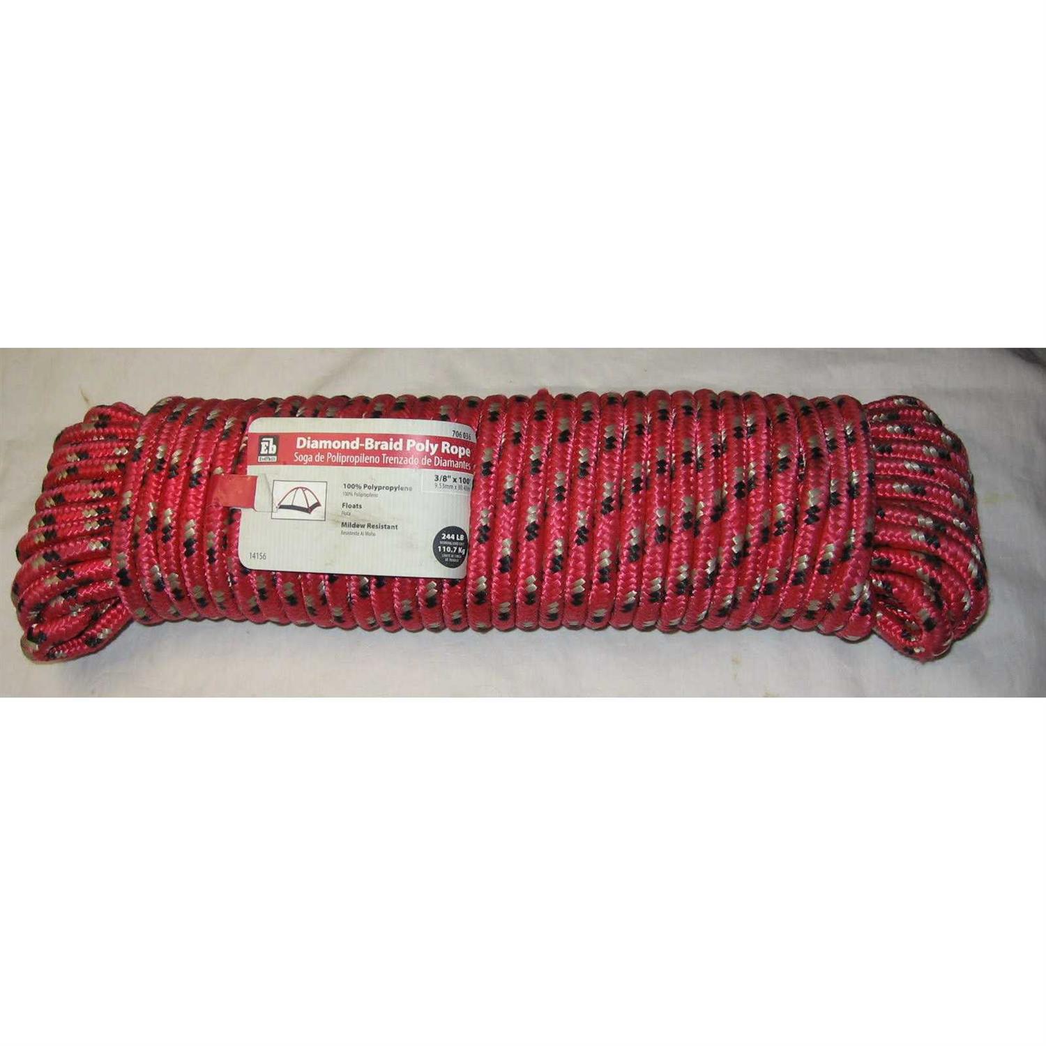 Everbilt 3/8 in. x 100 ft. Poly Diamond Braid Rope	Everbilt 3/8 in. x 100 ft. Poly Diamond Braid Rope - Cheap Fitting