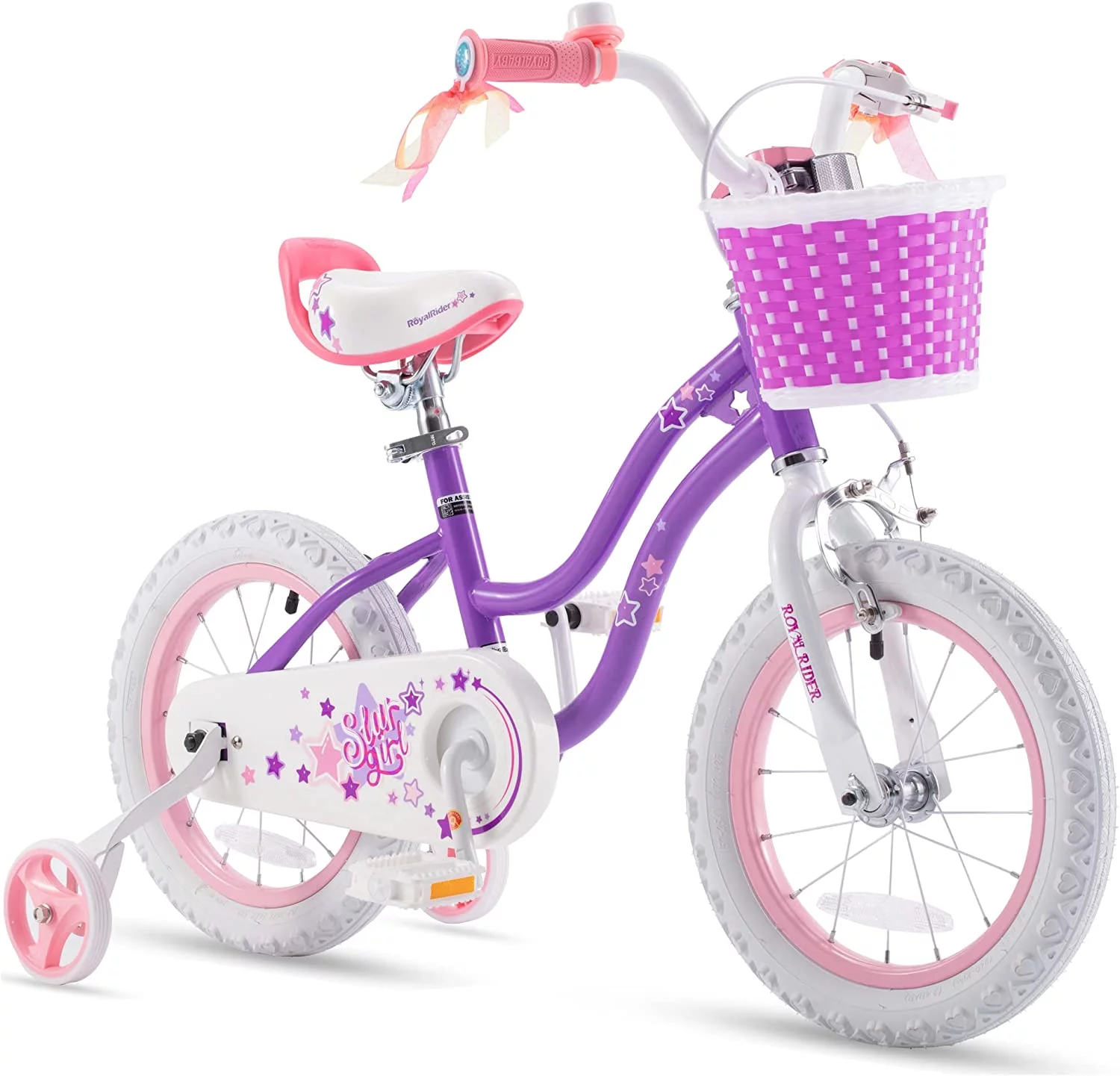 Royalbaby Girls Kids Bike Star girl 16 In. Bicycle Basket Training Wheels Kickstand Blue Child's Cycle - Cheap Fitting
