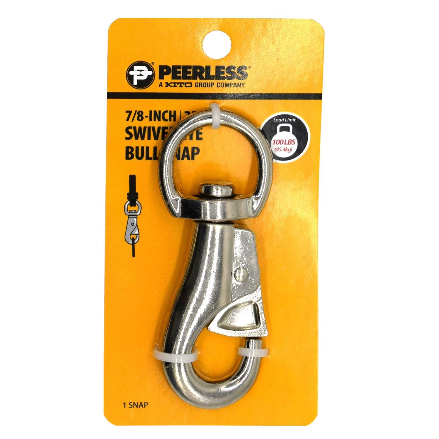 Peerless Chain 7/8 Heavy Duty Nickel Plated Swivel Eye Bull Snap - Cheap Fitting