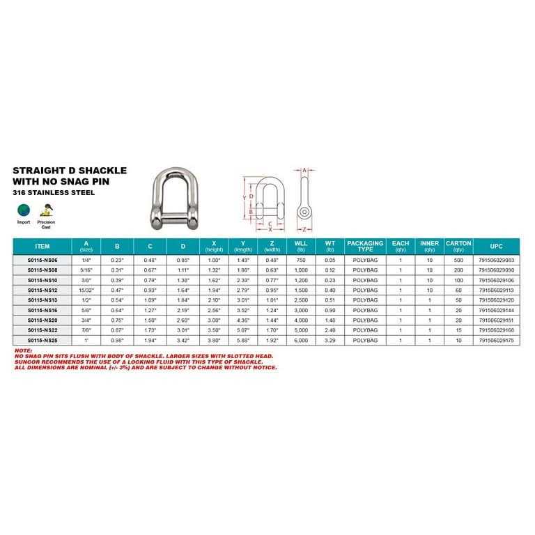 Type 316 Stainless Screw Pin D Shackle at Rigging Warehouse - Cheap Fitting