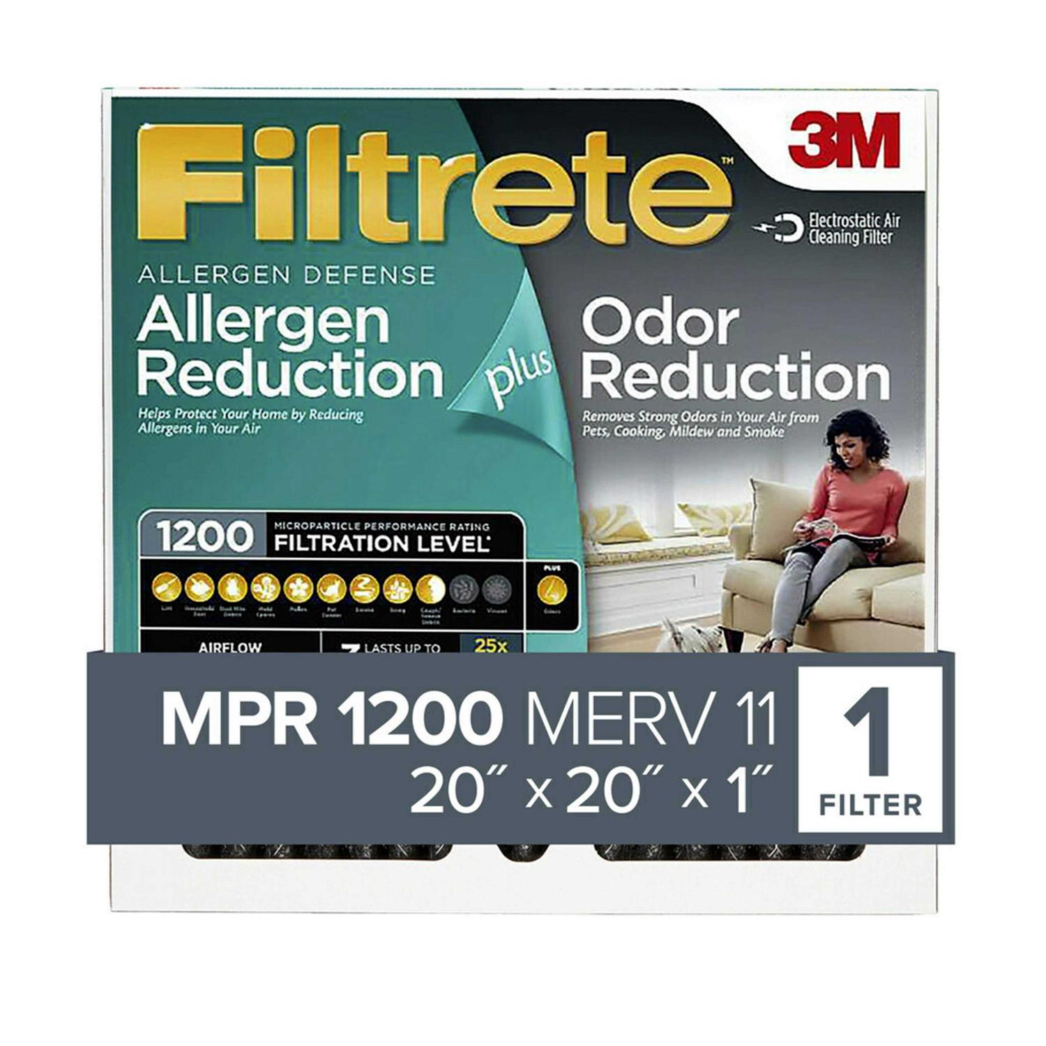 Filtrete Allergen Plus Odor Reduction HVAC Furnace Air Filter 1200 Mpr - Cheap Fitting