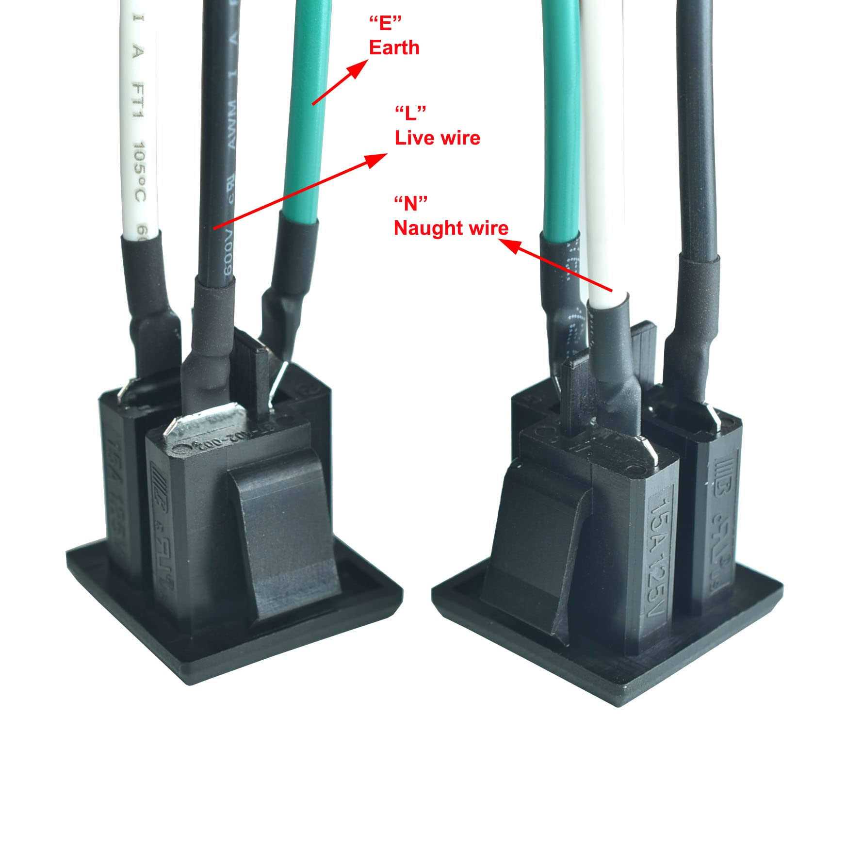 2PCS 15A 125V AC Panel Mount Outlet Industrial Plug Female Connectors Adapter With 14AWG Connection line,3 Pins US Power Socket Plug Panel - Cheap Fitting