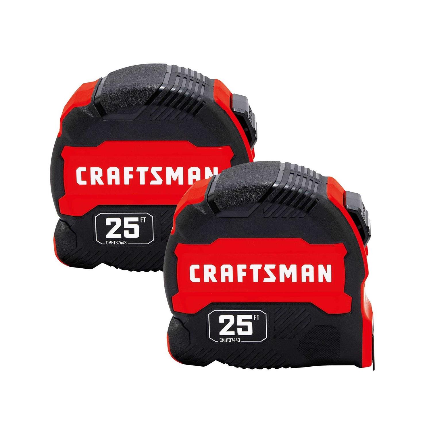 CRAFTSMAN Compact Easy Grip 2-Pack 25-ft Tape Measure Rubber CMHT95625NRBT - Cheap Fitting