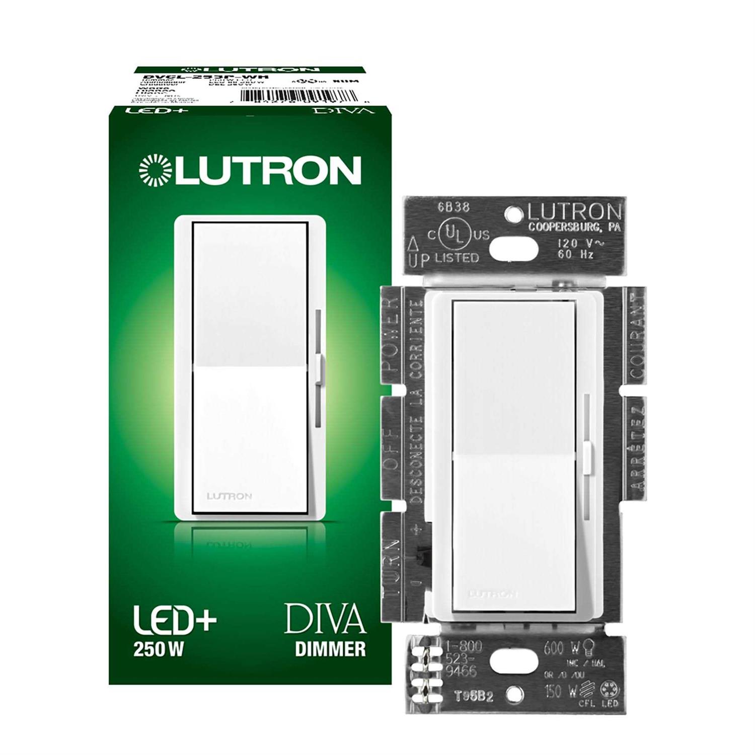 Lutron DVCL-253P-WH Diva Single Pole/3-Way CFL/Incandescent/LED Dimmer - Cheap Fitting