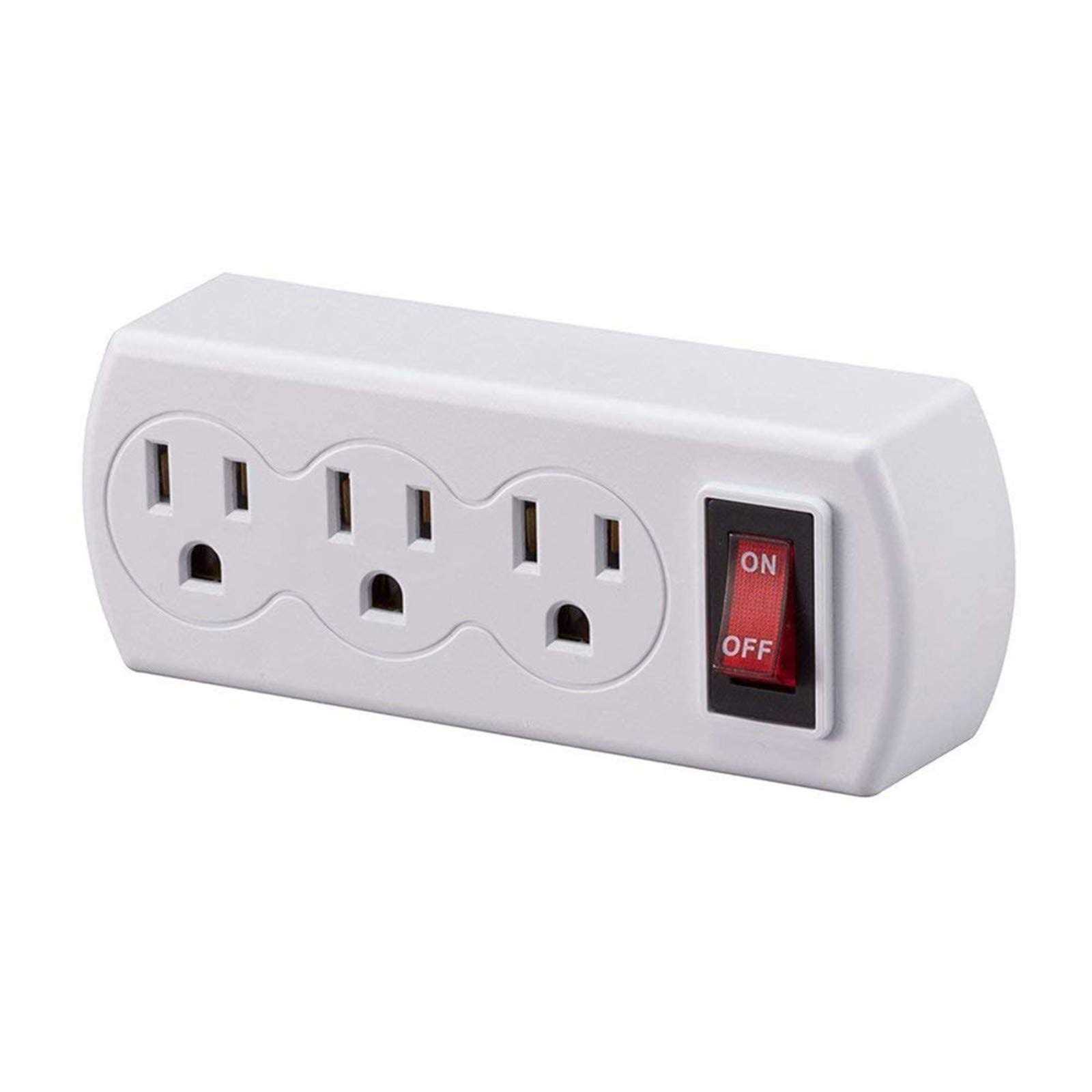Wideskall 3 Prong 3 Outlets AC Grounded Power Wall Plug On/Off Switch Tap Adapter ETL Certified - Cheap Fitting