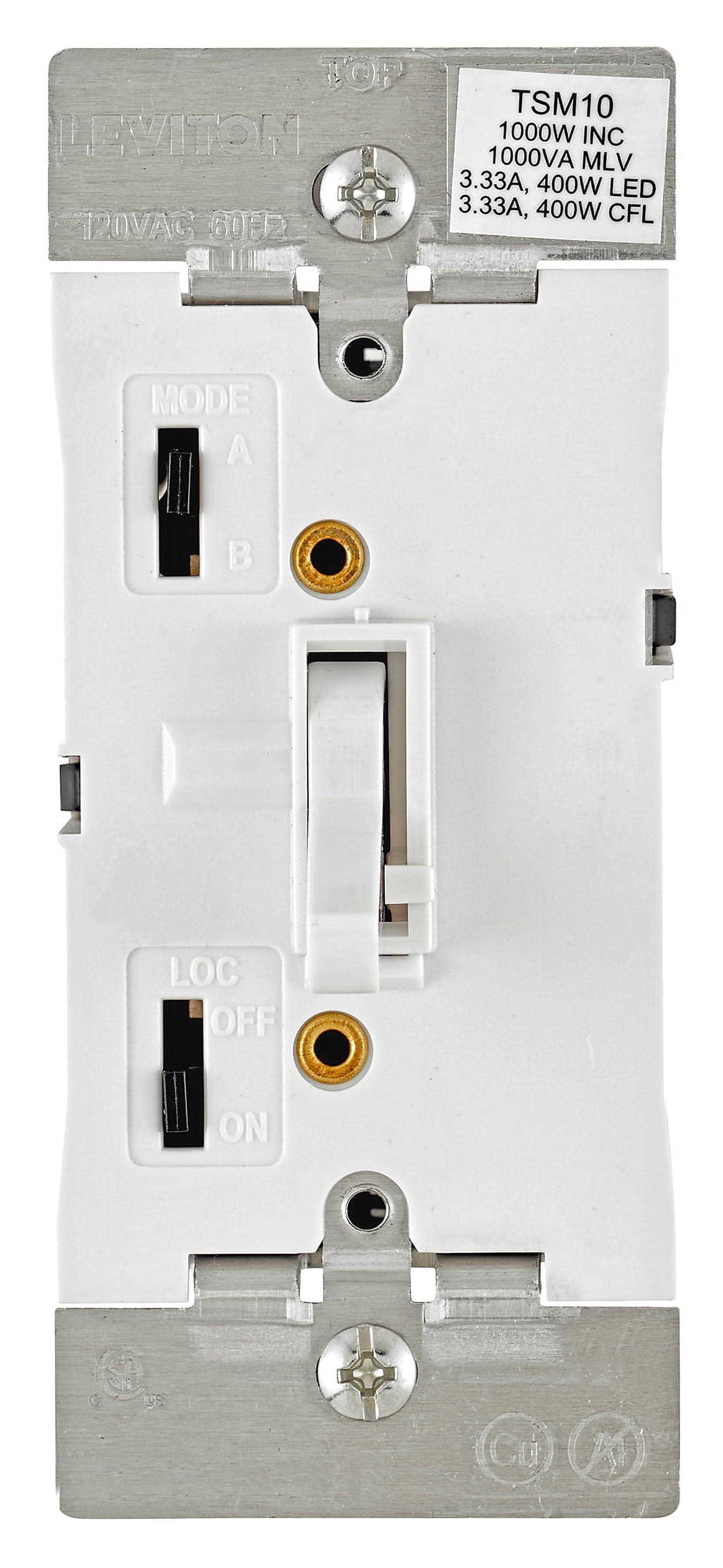Leviton TSM10-1LW Toggle Slide Dimmer 1000W White - Cheap Fitting