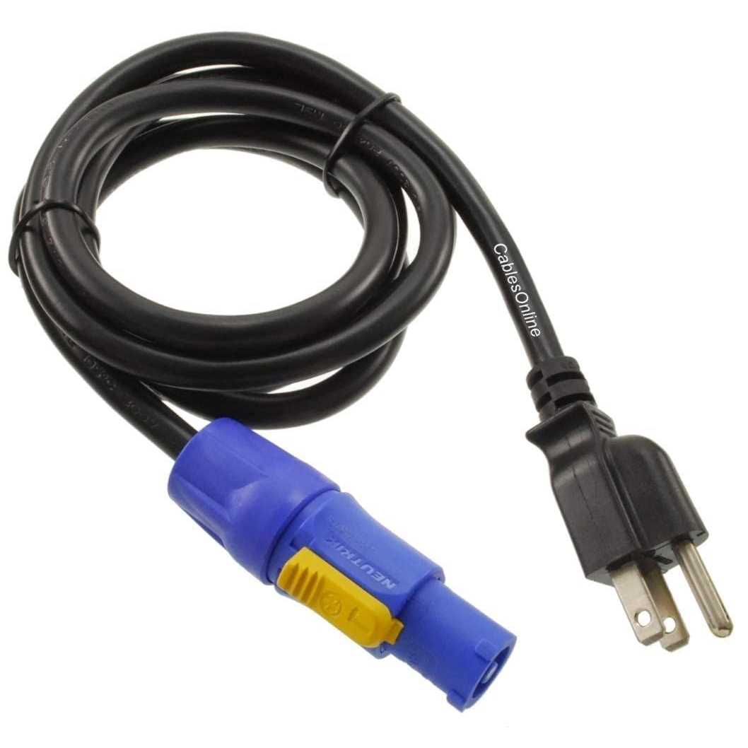 CablesOnline 16-AWG 3-Prong NEMA 5-15P to Genuine Neutrik PowerCON AC Power Cord - Cheap Fitting