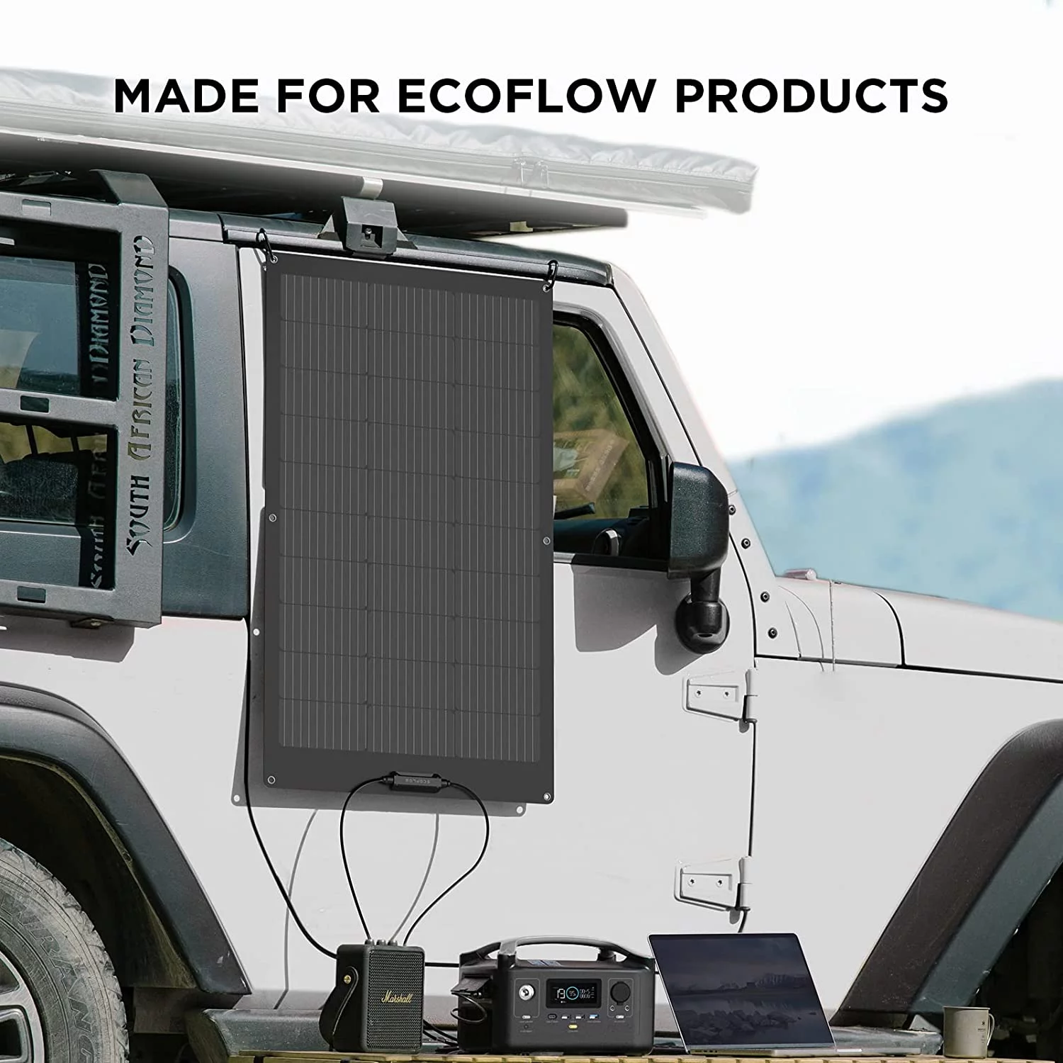 EcoFlow 100W Flexible Solar Panel with High Efficiency Solar Modules, IP68 Waterproofing, Ideal for Off-Grid Solar Panel Kits, PV Charging, Power Kits & Ecosystem - Cheap Fitting