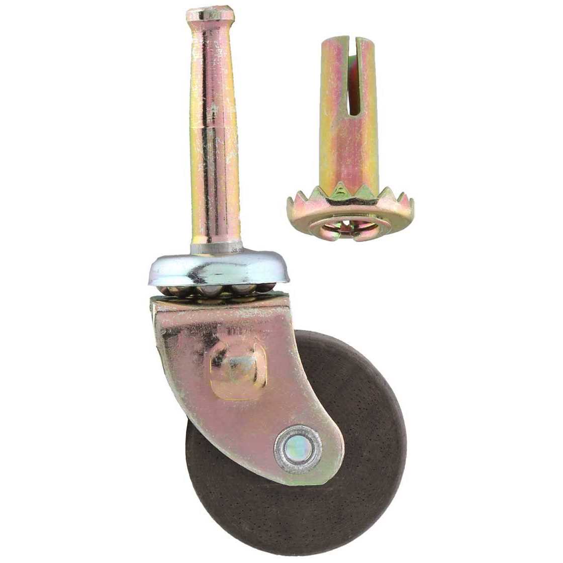 Restorers Classic Wooden Wheel Ball Bearing Steel Stem Caster - Cheap Fitting