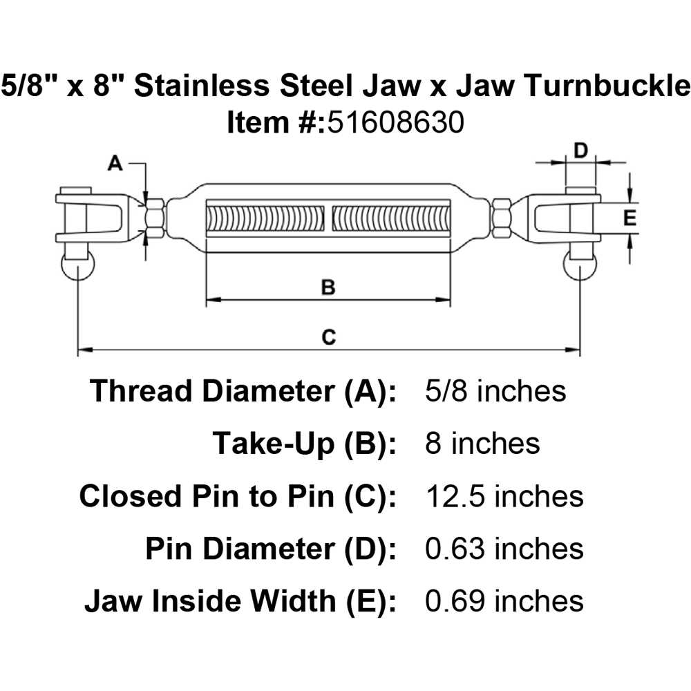 Stainless Steel Jaw x Jaw Turnbuckle - Cheap Fitting